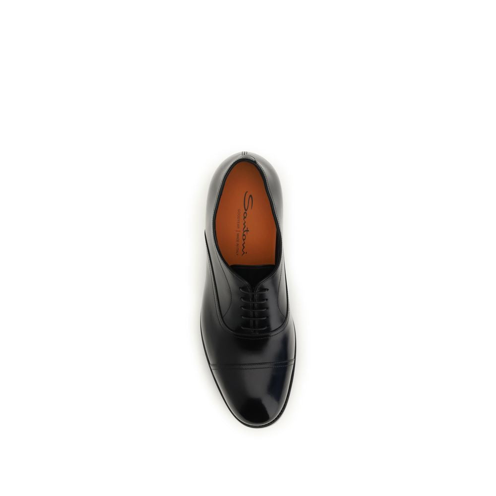 Santoni Men's Bos Taurus Calfskin Leather Lace-Up Shoes - Black