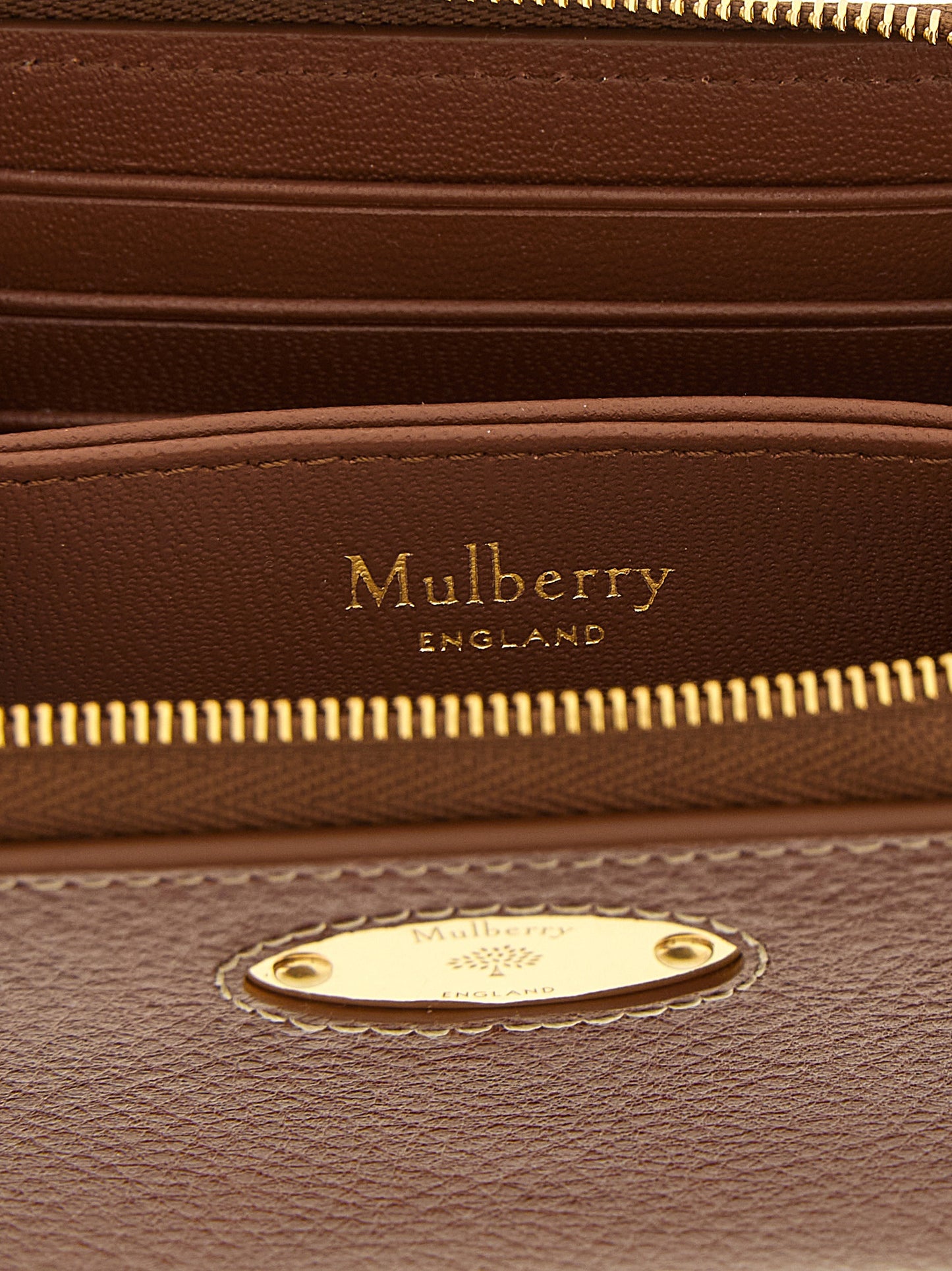 Mulberry Leather & Metal Cardholder Card Case - Brown Signature