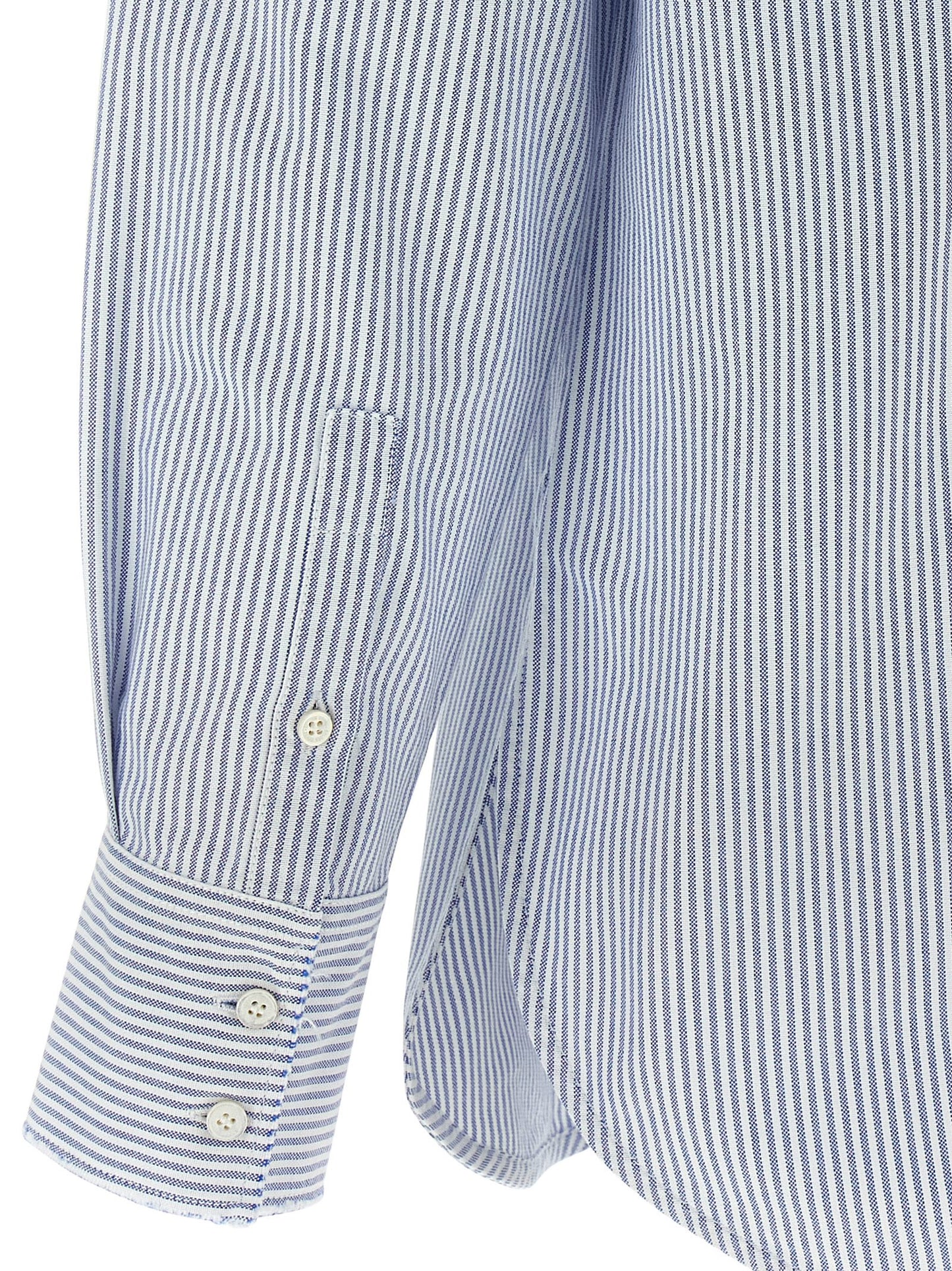 Golden Goose Women's Boyfriend Long-Sleeve Cotton Blouse - Light Blue Patterned Striped