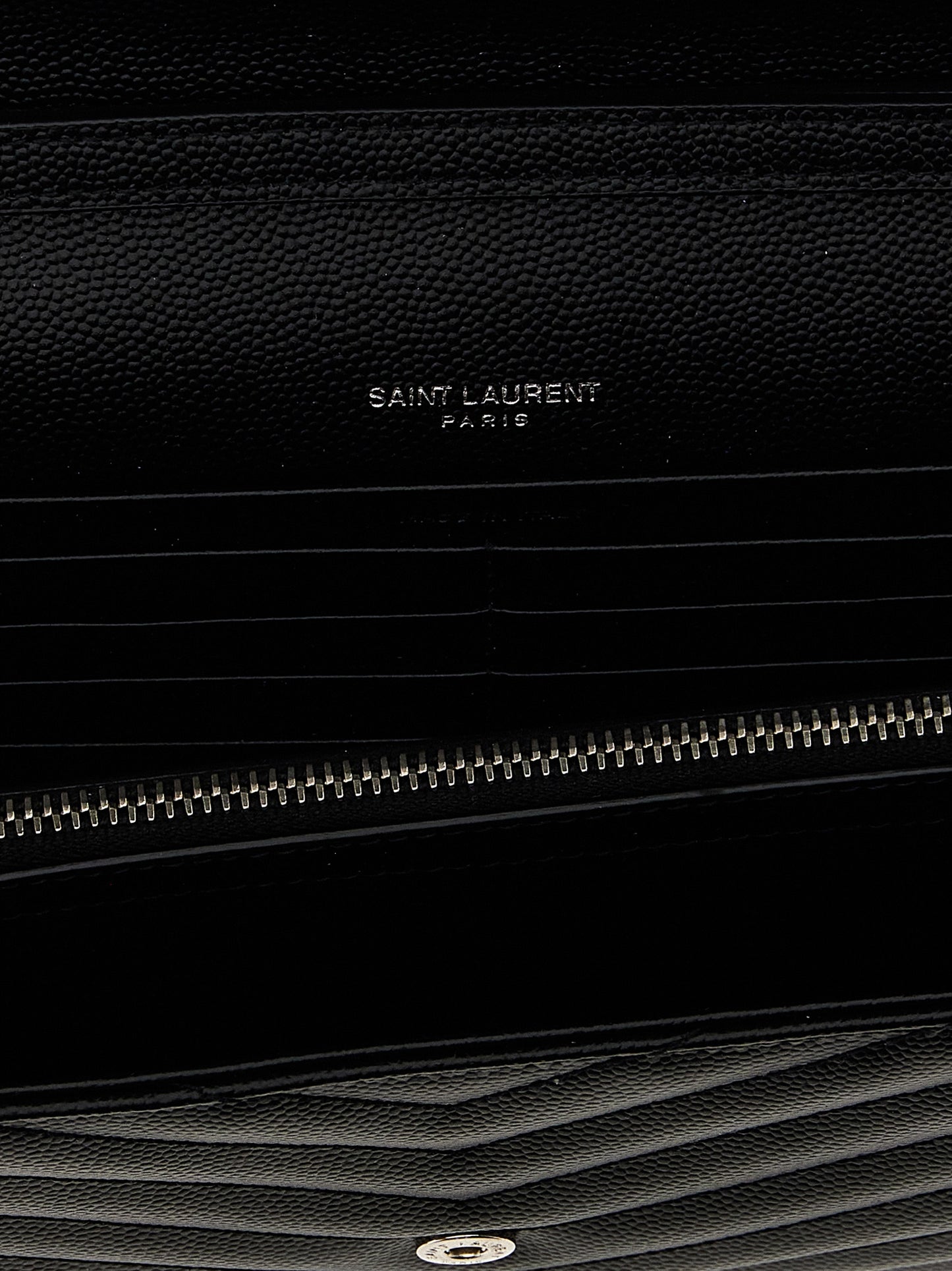 Saint Laurent Cassandre De Poudre Calfskin Leather Quilted Flap Clutch Handbag - Black