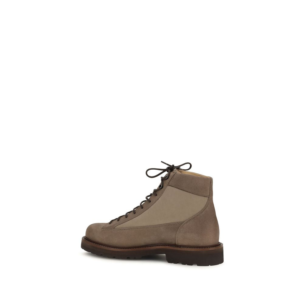 Lace-Up Ankle Boots by Brunello Cucinelli for men in bos taurus calf suede leather brown features an high-performance silhouette, showcasing the sophisticated design of the Men's Bos Taurus Calf Suede Leather Lace-Up Ankle Boots with a and a refined .