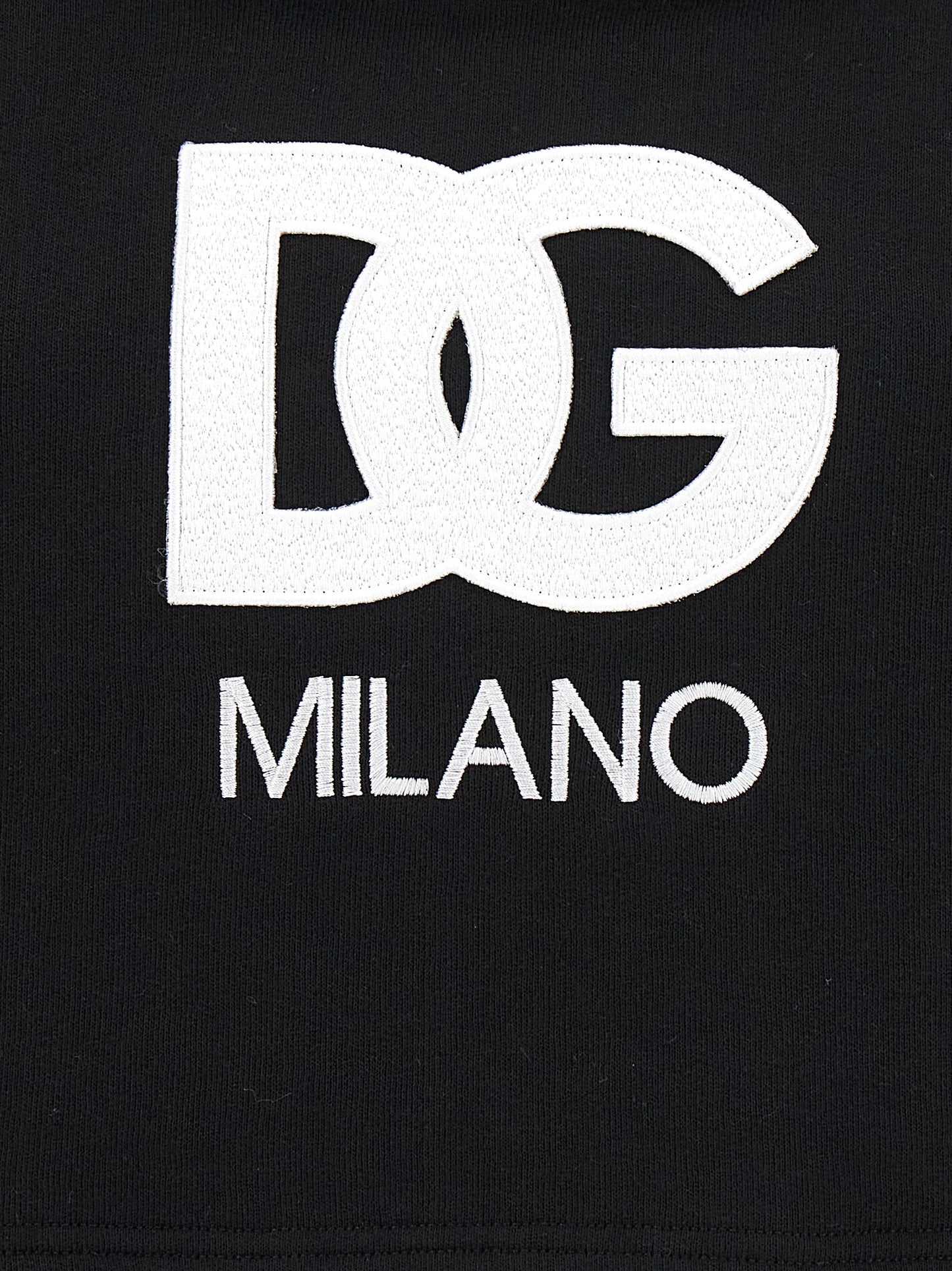 Dolce & Gabbana Women's Crop Top Relaxed Fit Cropped Cotton Polyester Sweatshirt Hoodie - Black