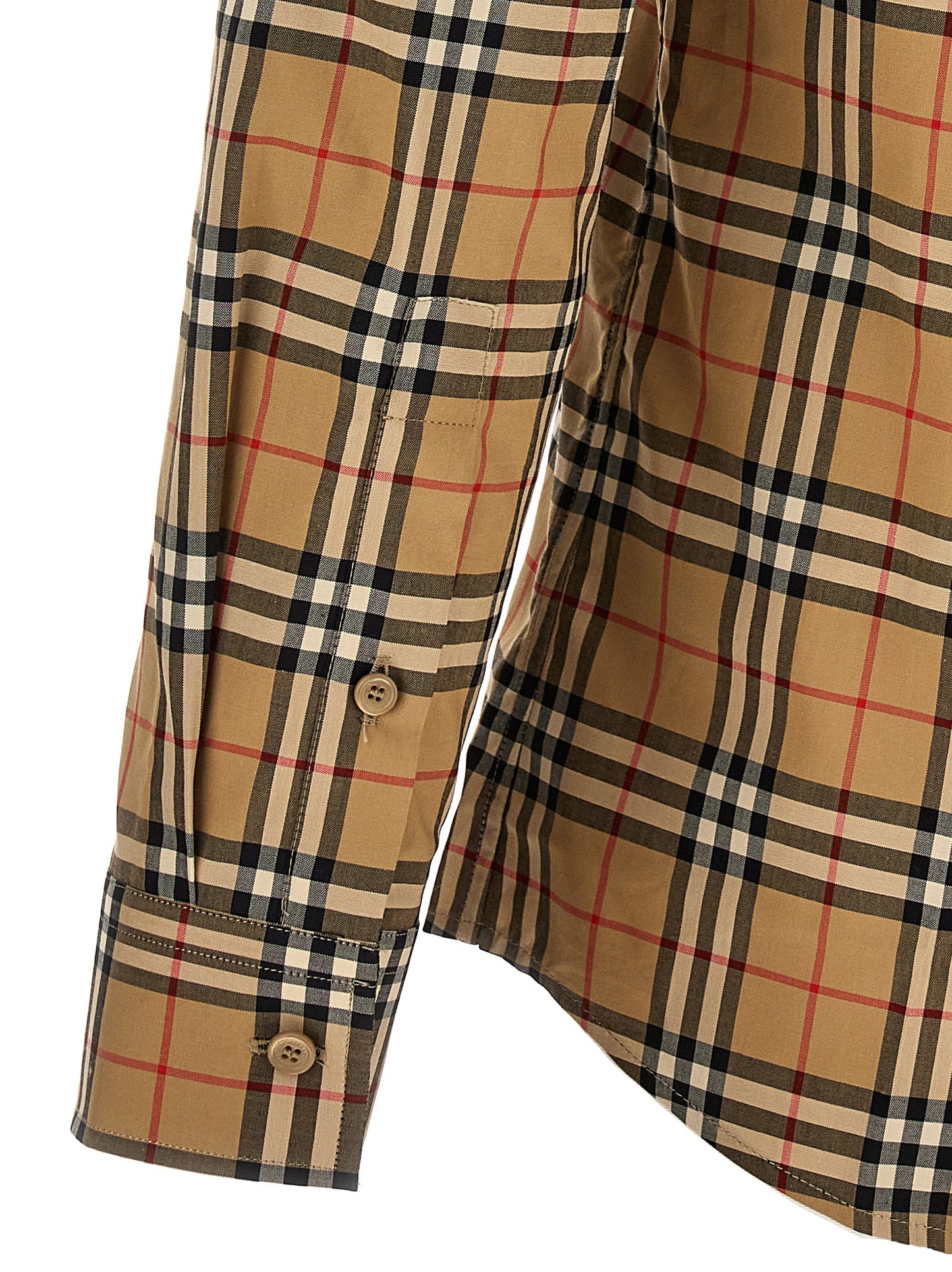Burberry Men's Cotton Shirt - Beige Signature Print