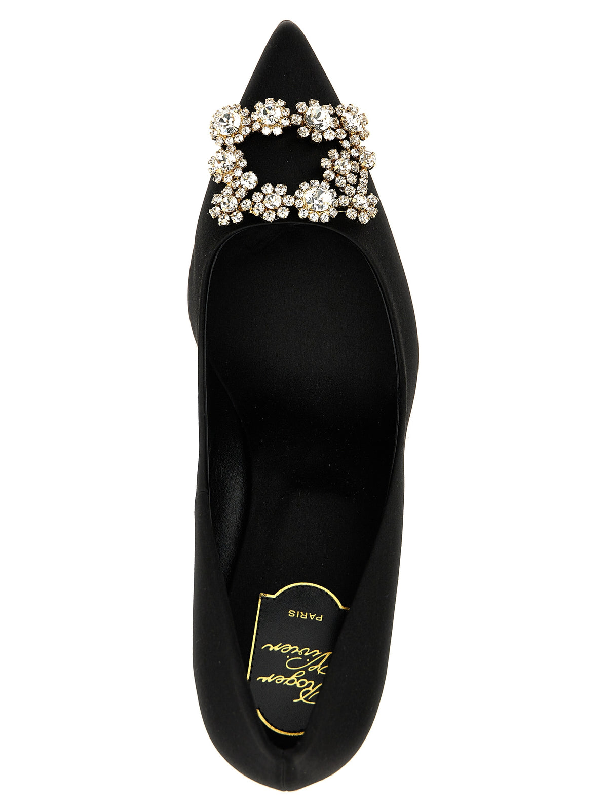 Roger Vivier Efflorescence Women's Viscose Silk Satin Mid-Heel Pumps Heels - Black