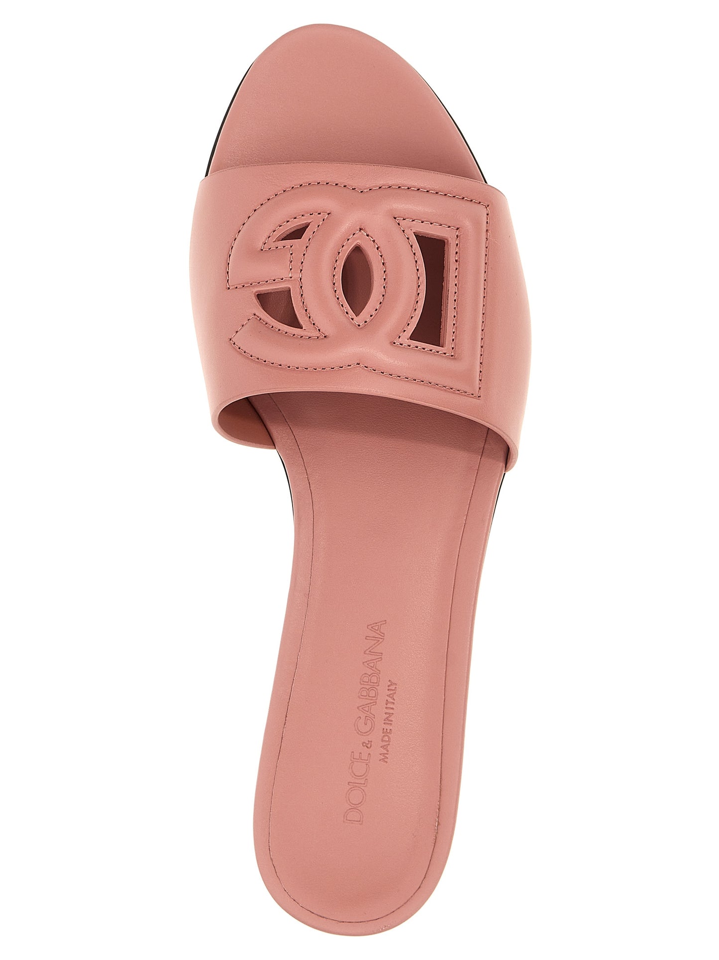 Dolce & Gabbana Women's Calfskin Leather Sliders Flat Shoes - Multicolor Pink