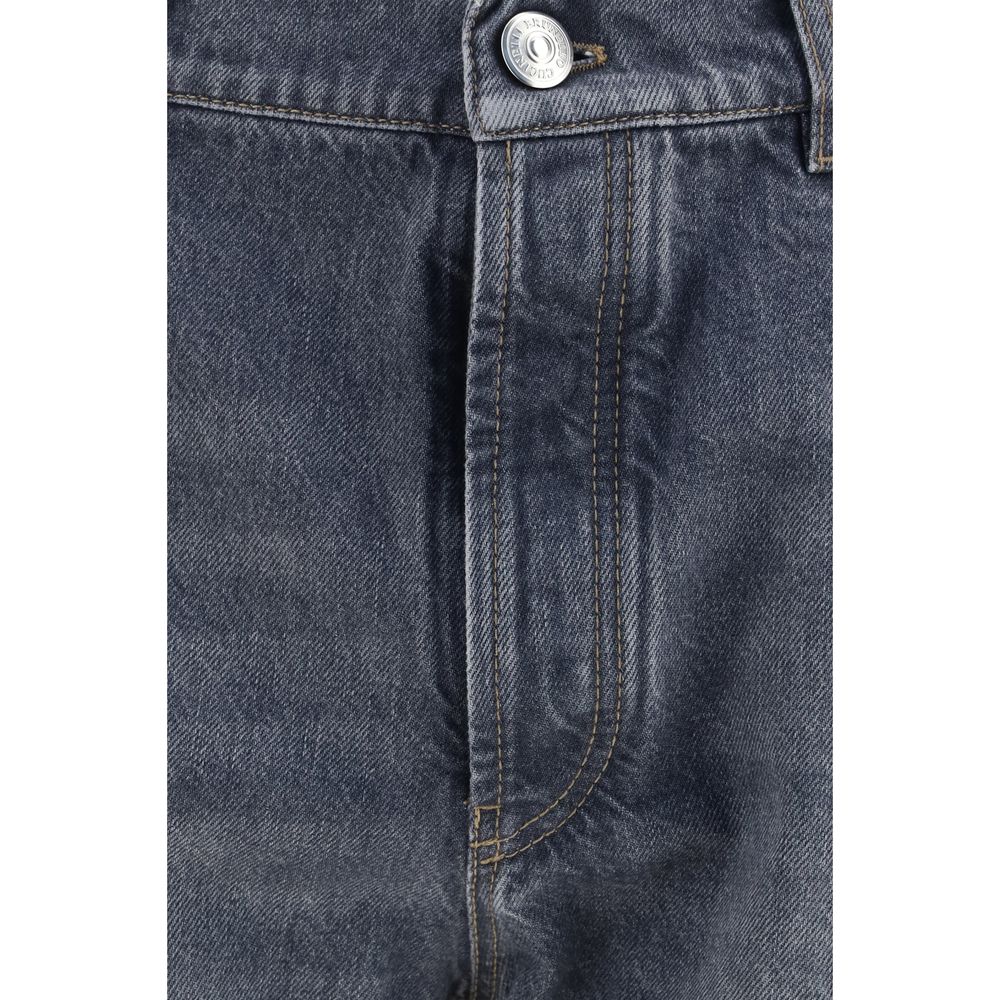 Brunello Cucinelli Men's Straight Leg Slim Mid Rise Denim Cotton Jeans - Gray