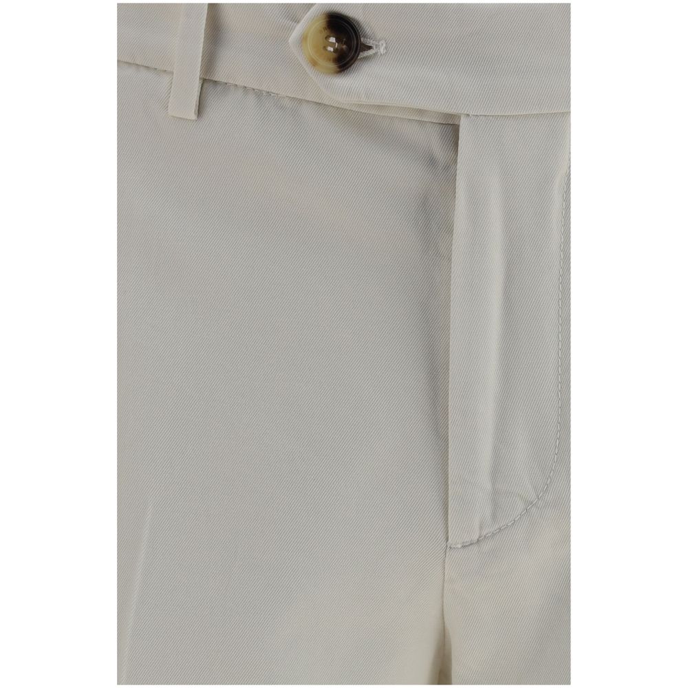 Brunello Cucinelli Men's Regular Fit Cotton Casual Pants - White