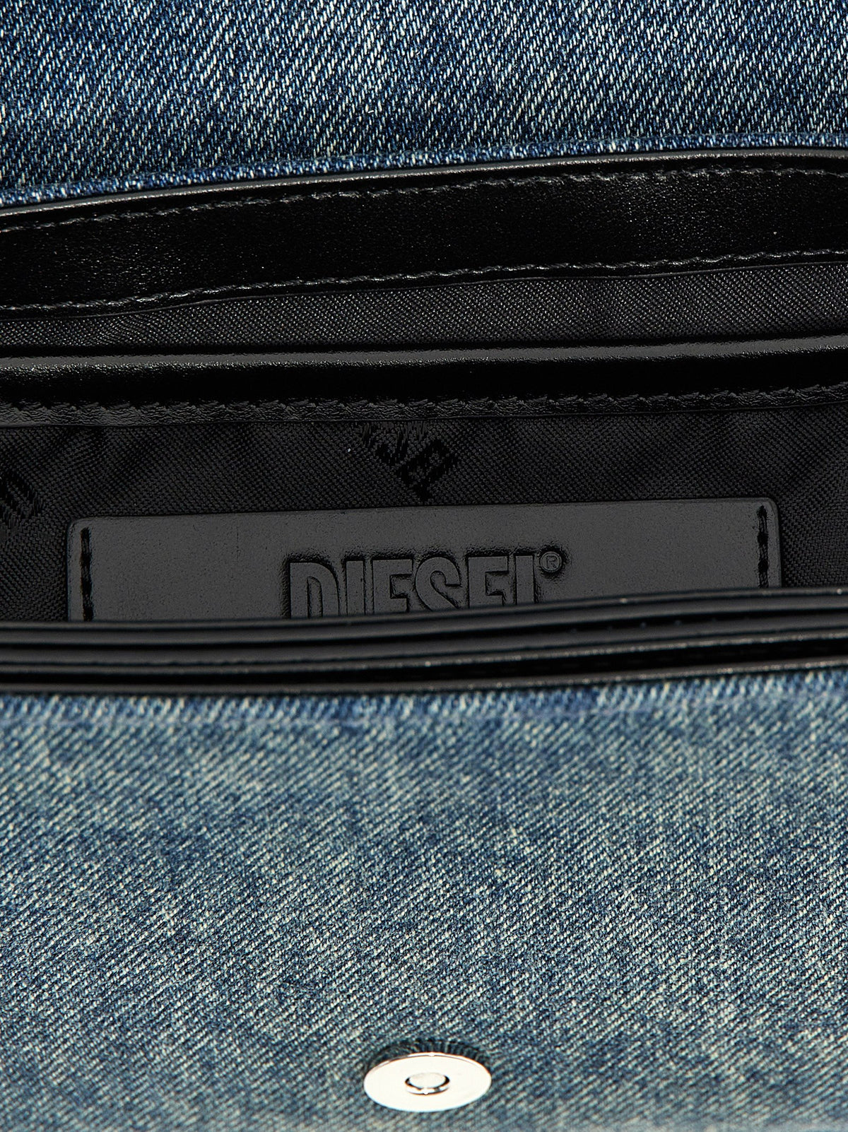 Diesel 1 Dr Denim Cotton Shoulder Flap Bag - Blue