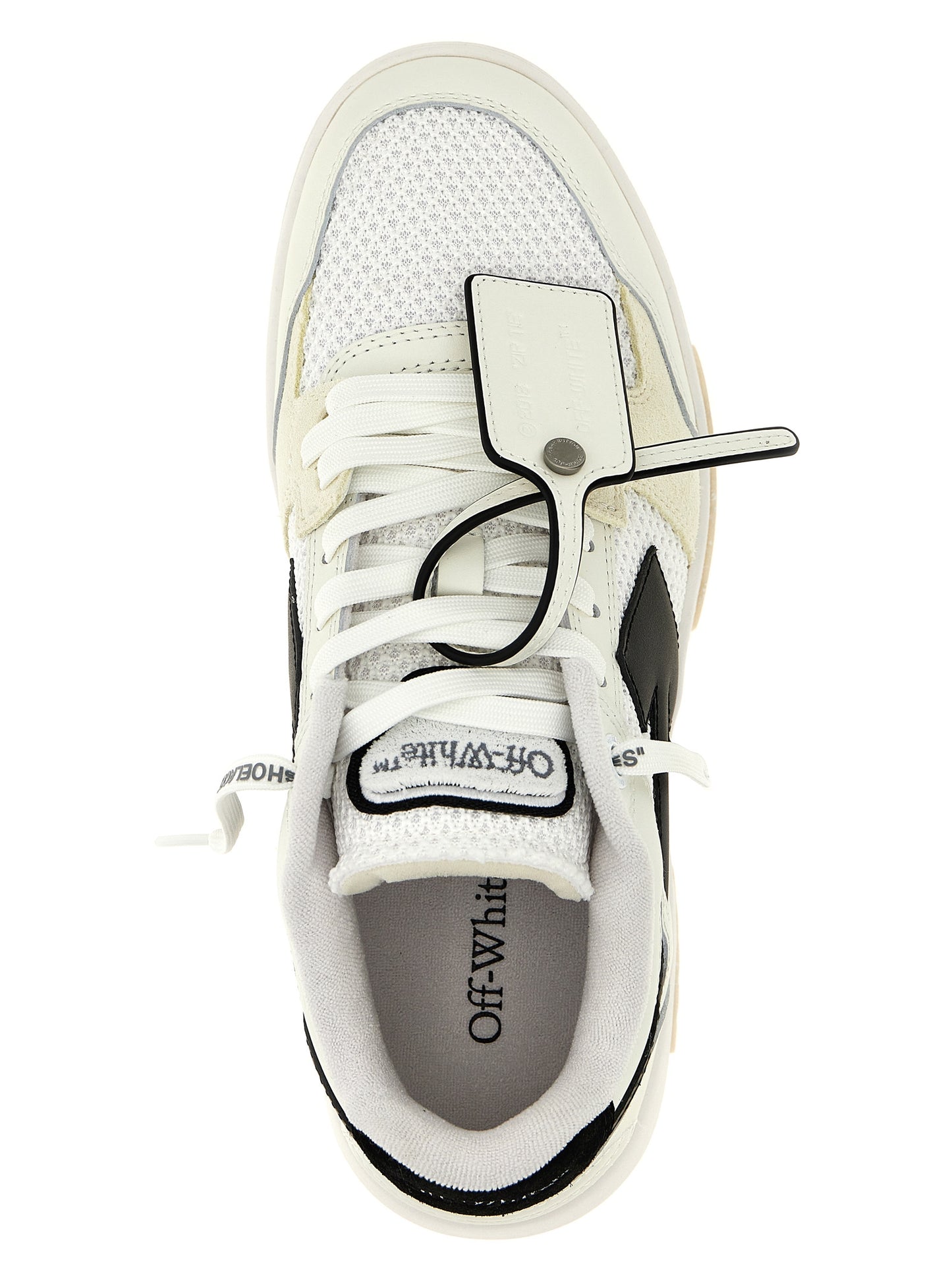Off-White Men's Athletic Polyester Suede Leather Sneakers - Bicolour Black White