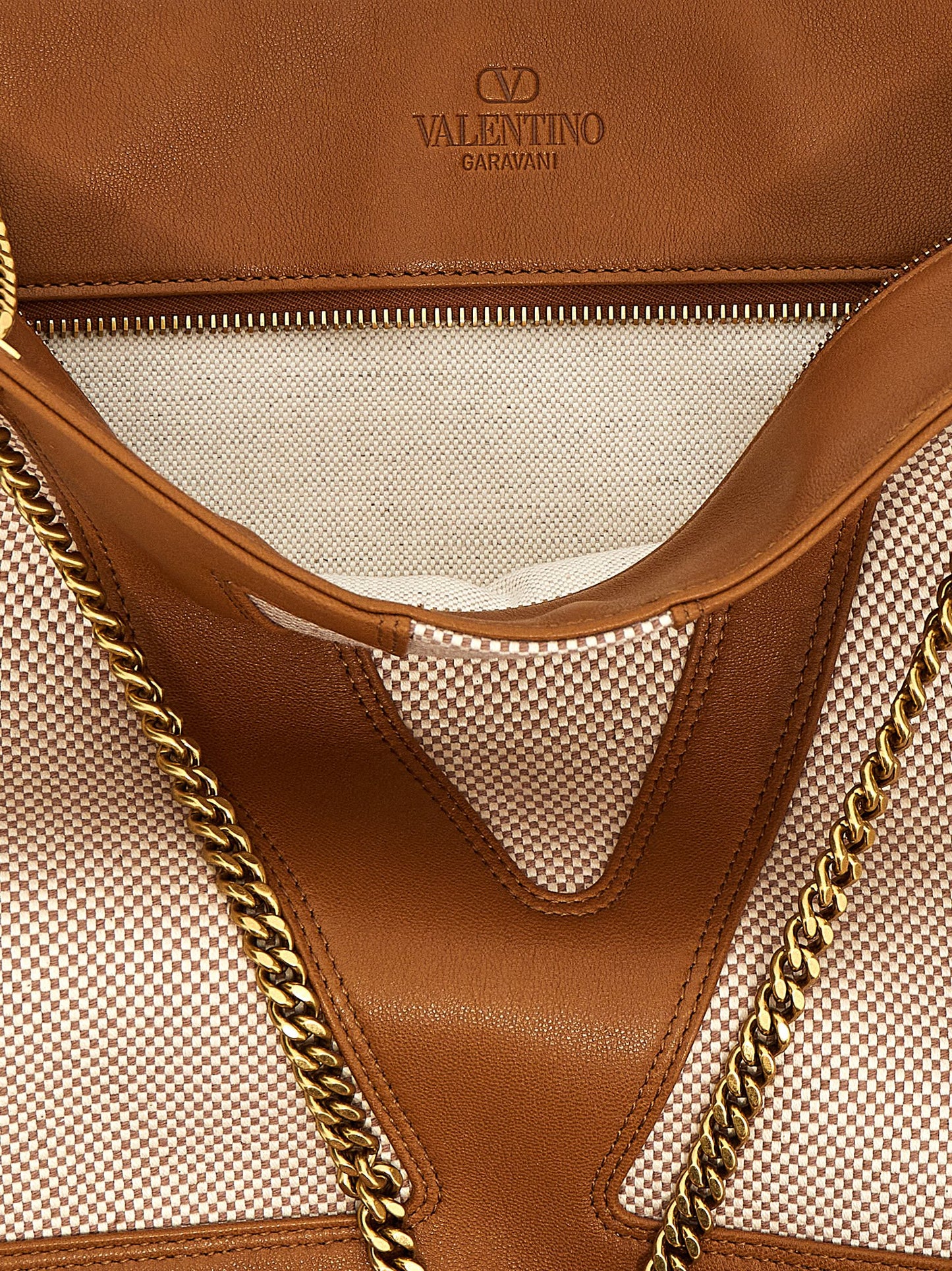 Valentino Garavani Viva Superstar V Logo Stretch Cotton Modal Canvas Medium Shopper Tote Bag - Beige Signature