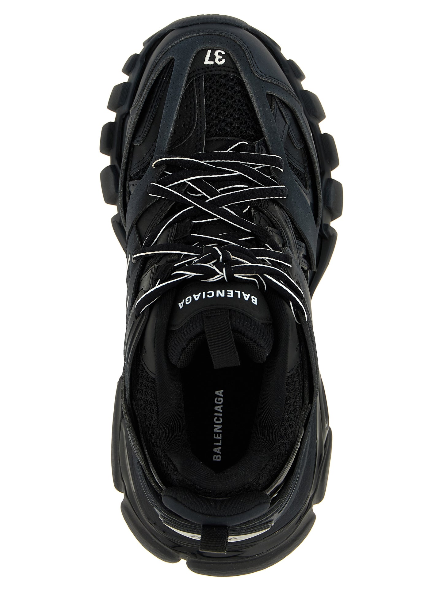 Athletic Sneakers by Balenciaga for women in polyester polyurethane & nylon black features an timeless silhouette from the Track Women's Athletic Polyester Polyurethane & Nylon Sneakers collection, showcasing a timeless athletic style for a timeless look.