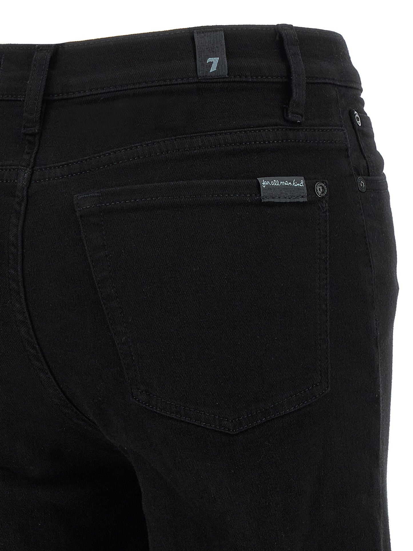 7 For All Mankind Women's Flared Wide High Rise Stretch Denim Cotton Jeans - Black