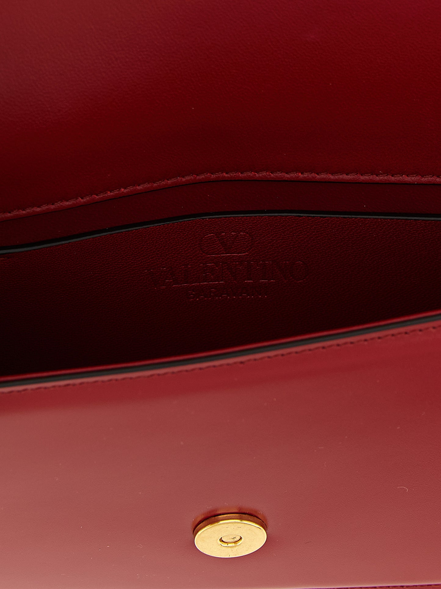Valentino Garavani Vain V Logo Calfskin Leather Evening Flap Clutch Handbag - Multicolor Red Signature