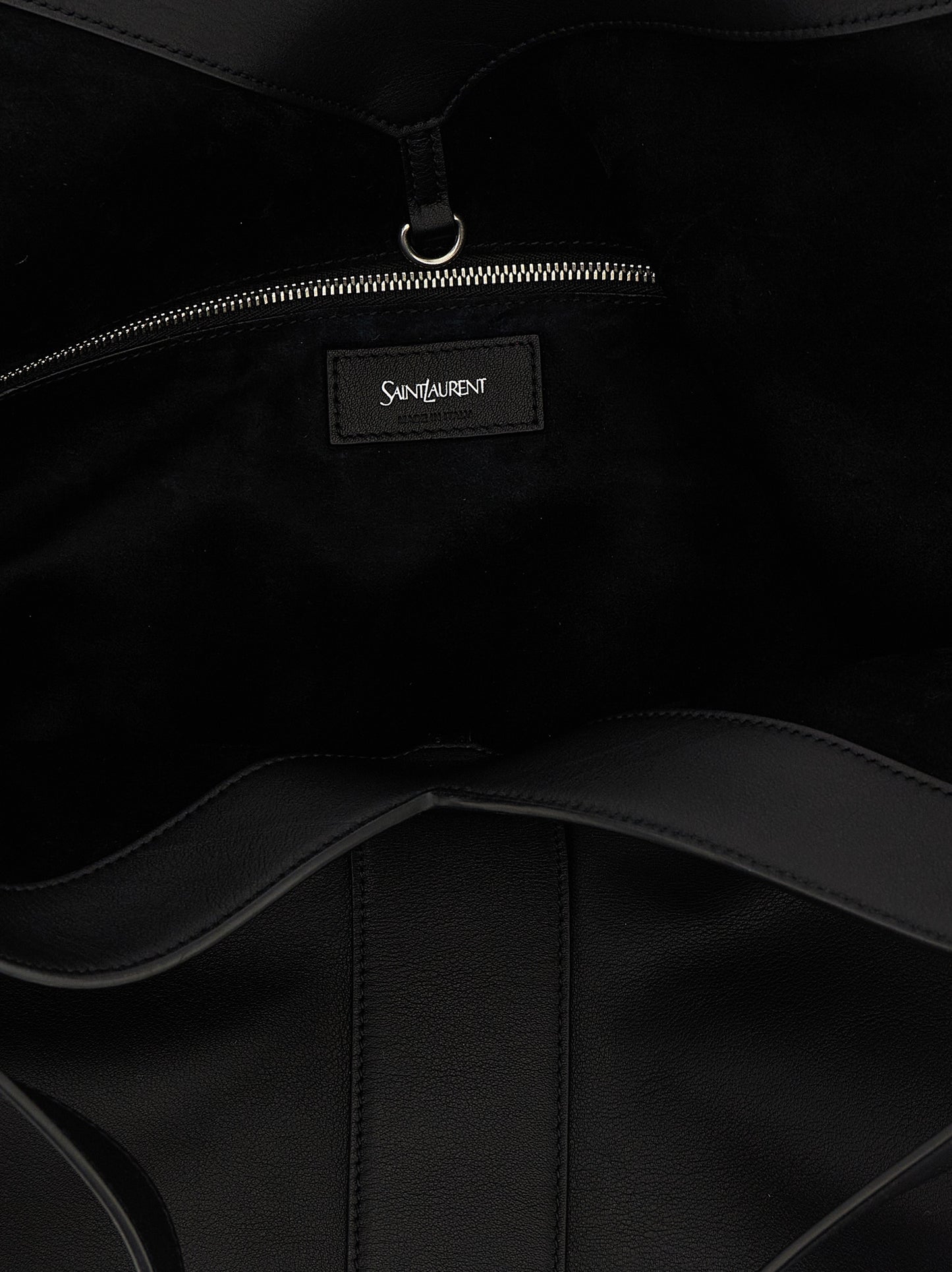 Saint Laurent Suede Calfskin Leather Large Shopper Tote Bag - Black