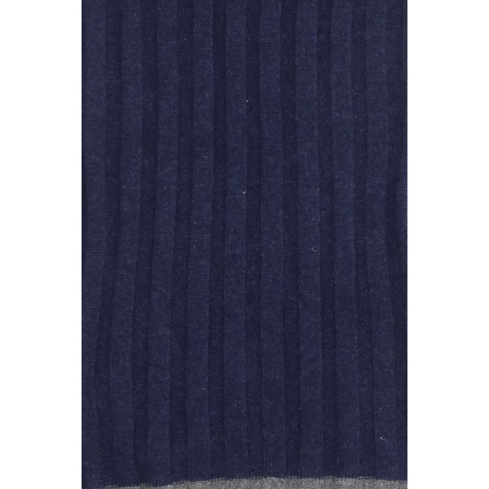Brunello Cucinelli Cashmere & Capra Leather Foulard Wrap Scarf - Blue