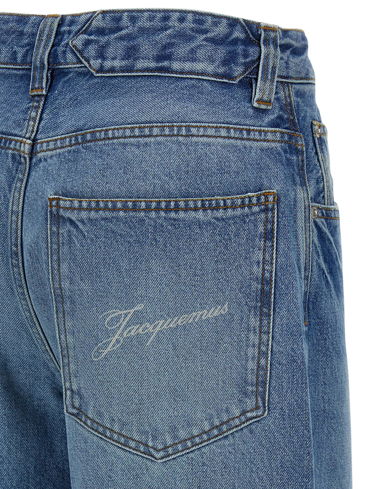 Jacquemus Women's Straight Leg Wide Mid Rise Denim Cotton Jeans - Light Blue Print