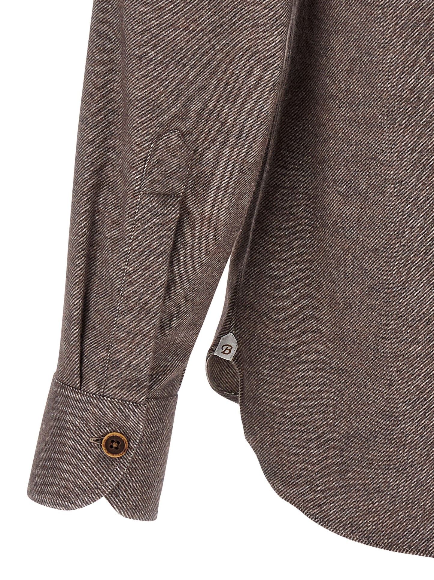 BORRIELLO Men's Cotton Flannel Shirt - Brown Patterned Striped
