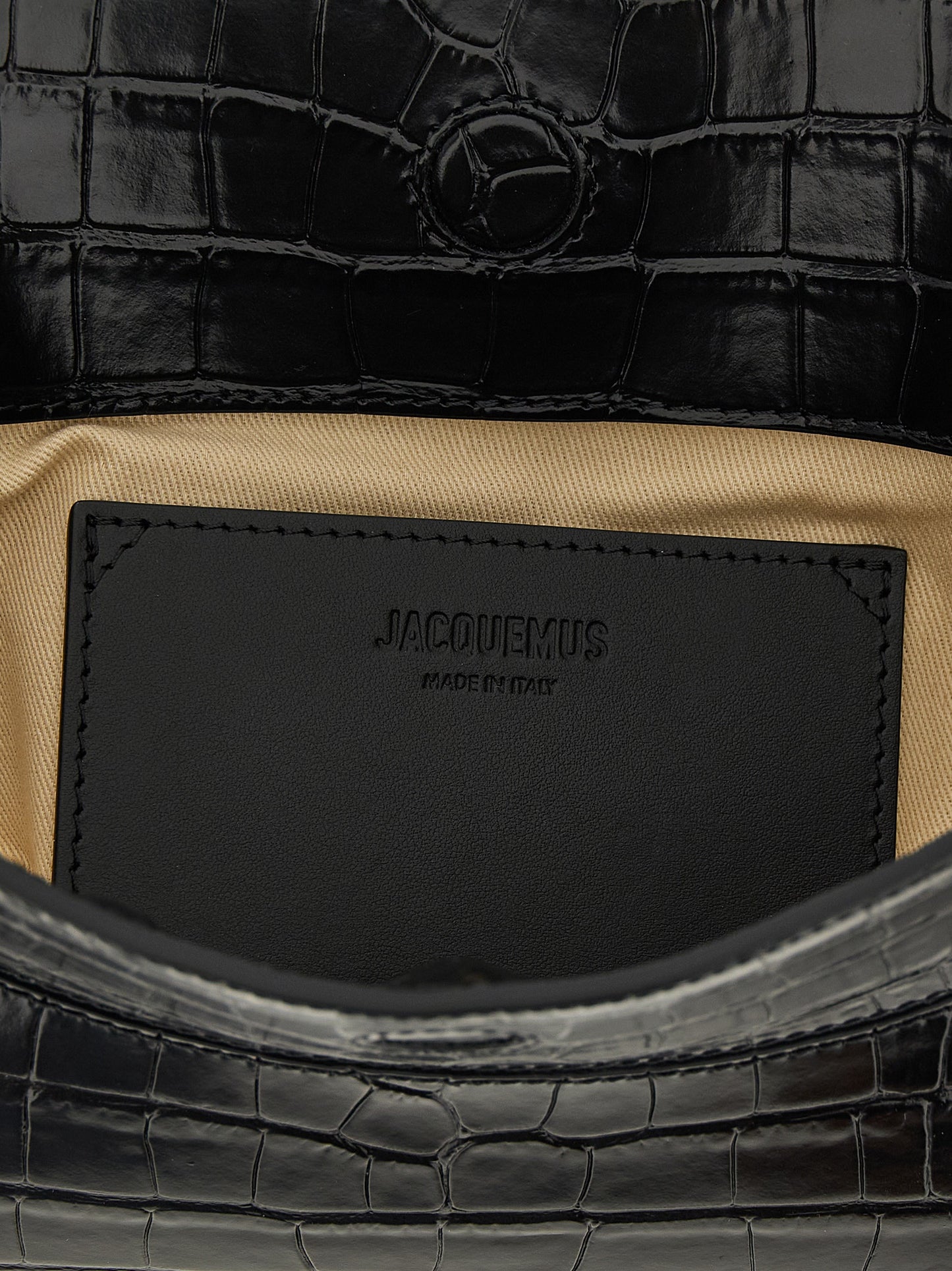 Jacquemus La Pochette Croc Skin Bos Taurus Suede Calf Leather Shoulder Flap Bag - Black Print