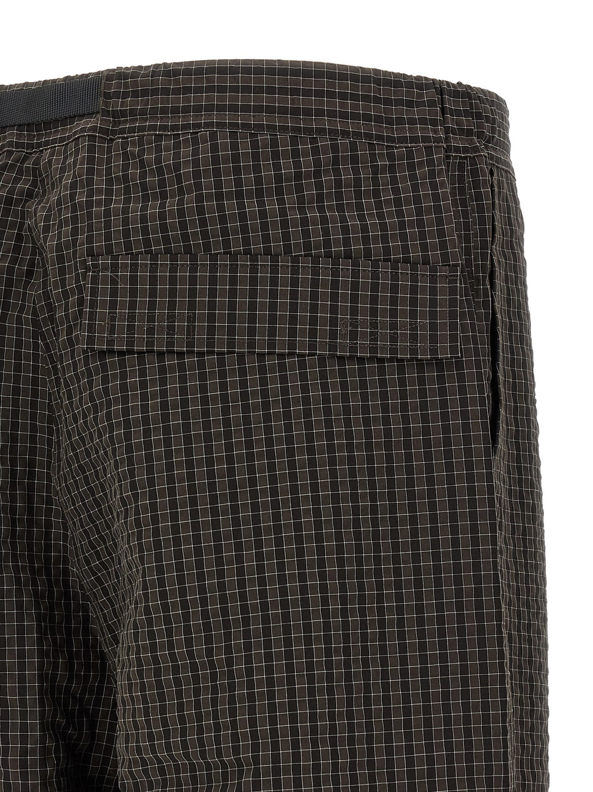 Gramicci Men's Wide Polyester & Rayon Casual Pants - Brown Patterned Checked Plaid