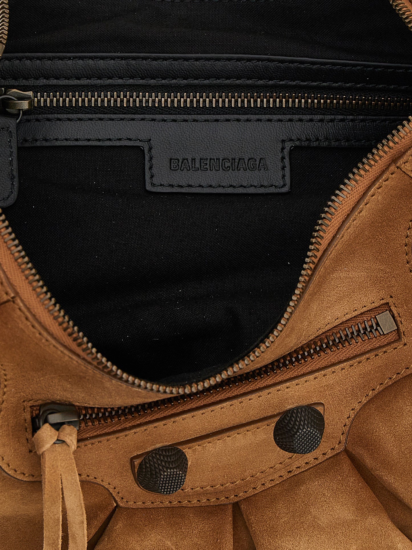 Balenciaga Heart Le Cagole Brass Zamak & Calf Leather Shoulder Crescent Bag - Brown