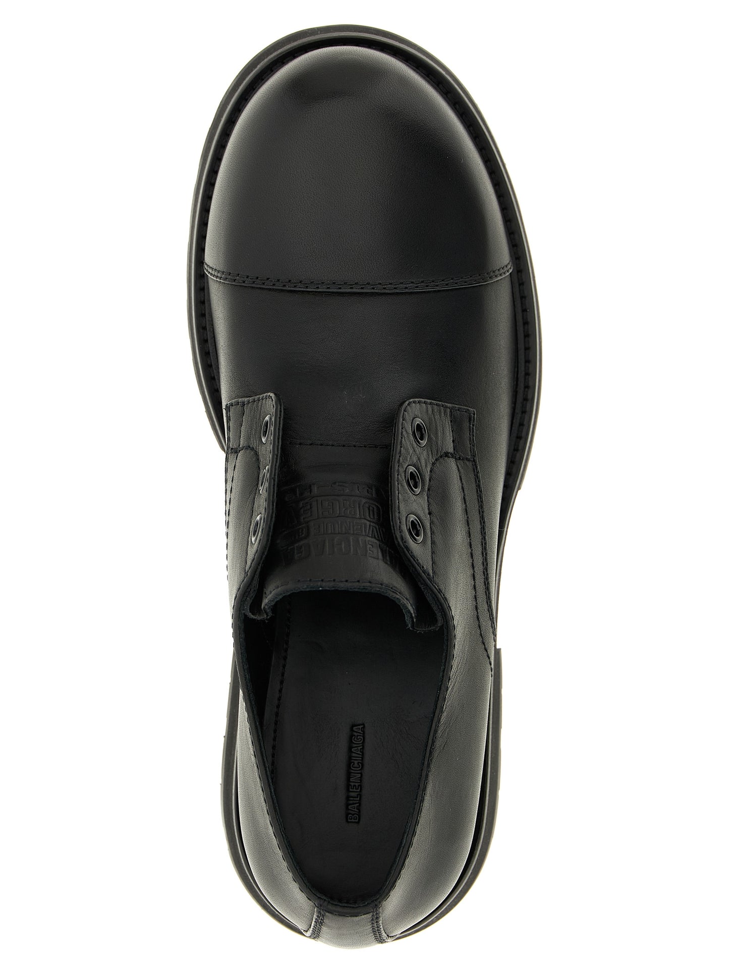 Balenciaga Black Bull Skin Slip-On Loafers
