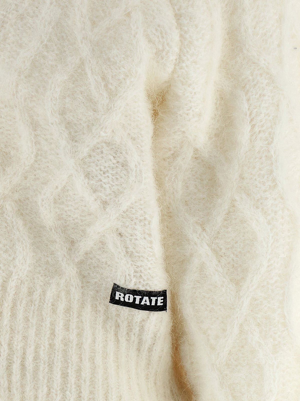 ROTATE BIRGER CHRISTENSEN Women's V Neck Polyamide Mohair & Alpaca Wool Cardigan - White Patterned