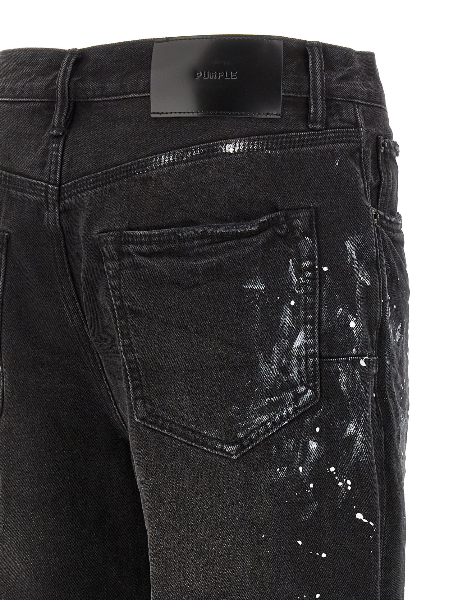 PURPLE Men's Straight Leg Mid Rise Cotton Denim Jeans - Black Purple