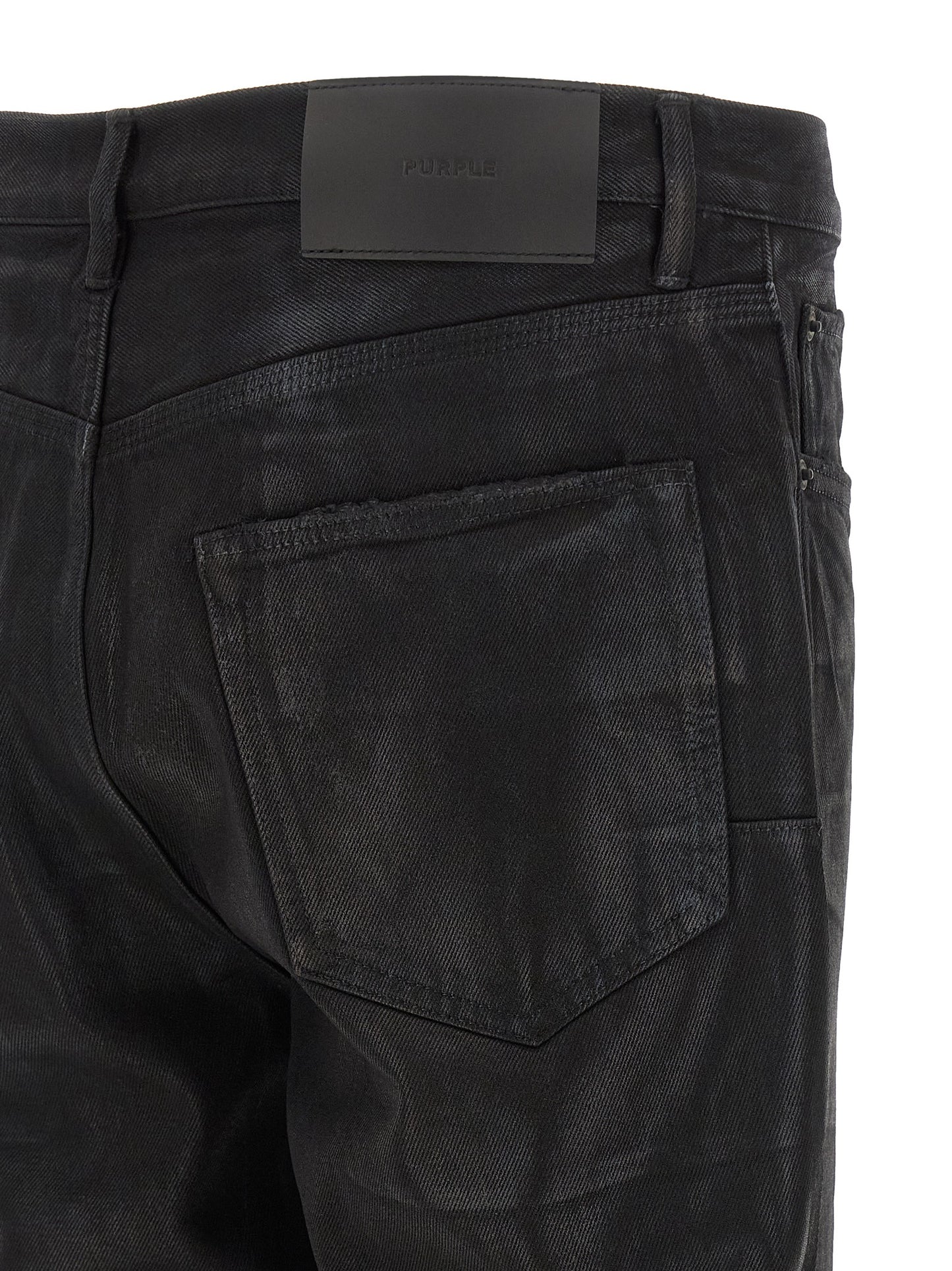 PURPLE Men's Flared Mid Rise Denim Cotton Jeans - Black Purple