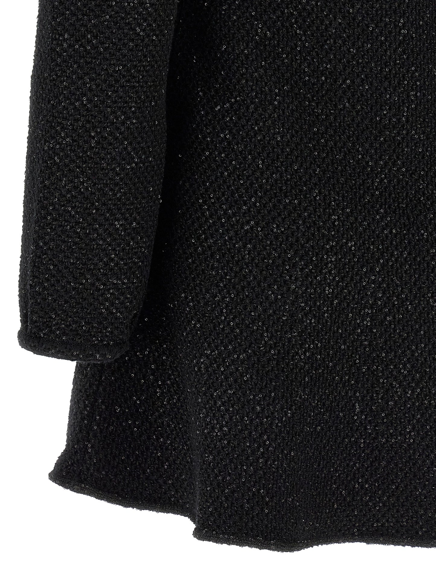 Self-Portrait Women's Flared Crew Neck Cotton Polyester Wool & Sequins Dress - Black
