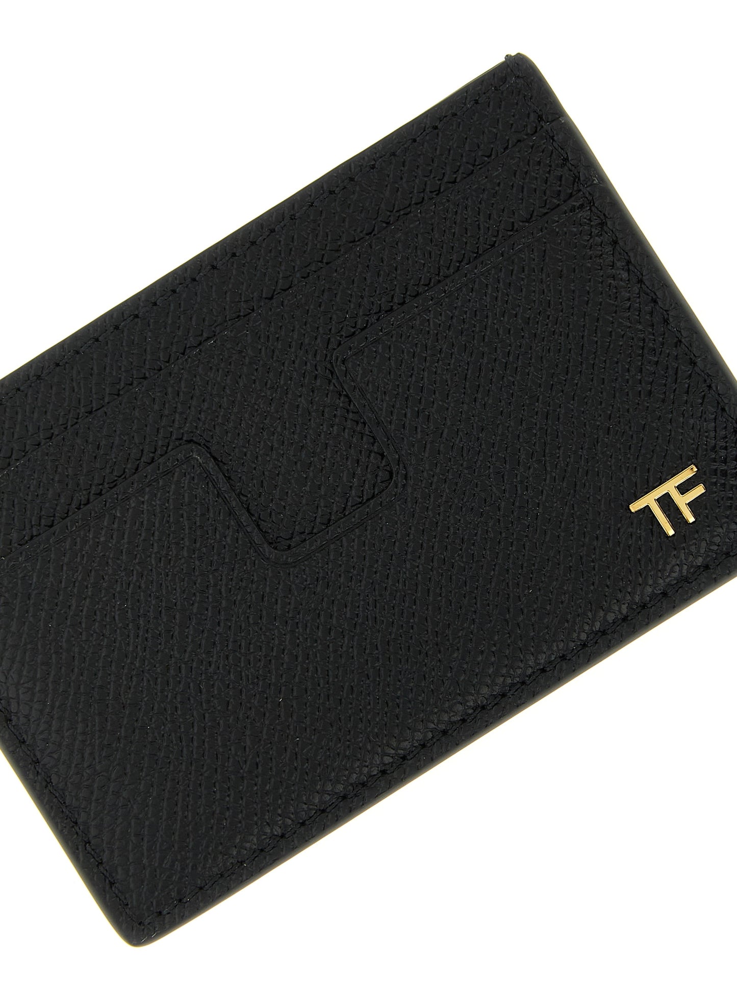 Tom Ford Bos Taurus Calf Suede Leather Cardholder Card Case - Black Gold