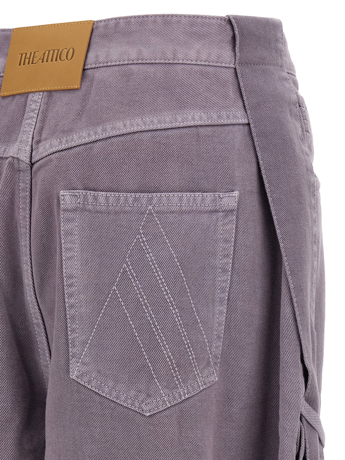 The Attico Women's Tapered Leg Wide Cotton Denim Cargo Pants - Purple Signature