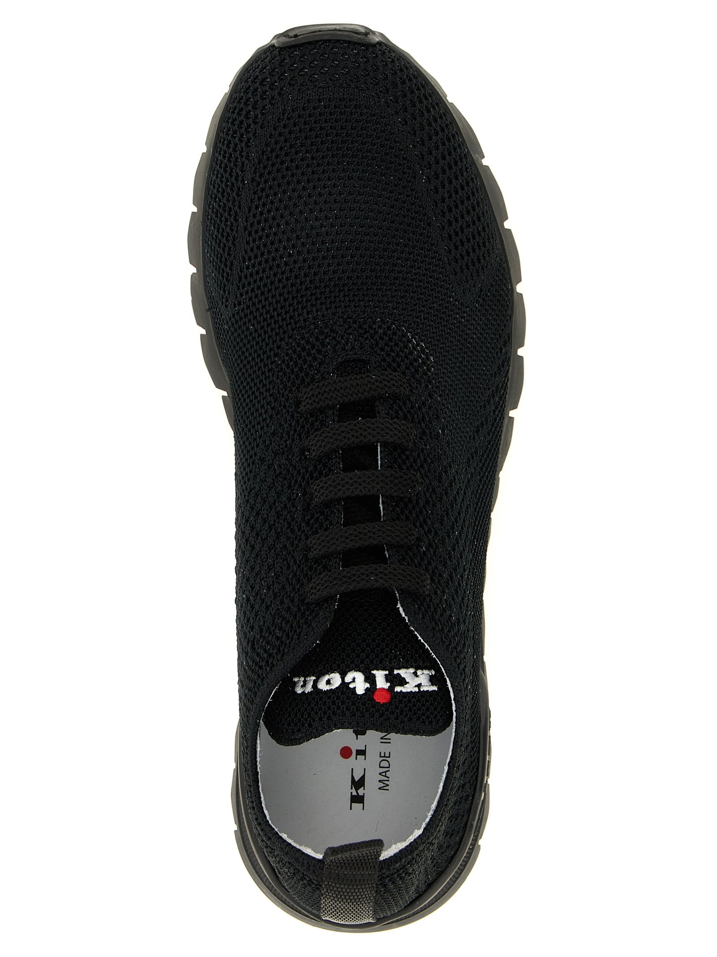 Athletic Sneakers by Kiton for men in stretch cotton black & signature presents a sleek silhouette, perfectly capturing the athletic style essence of Men's Athletic Stretch Cotton Sneakers with its sleek design and premium finish.