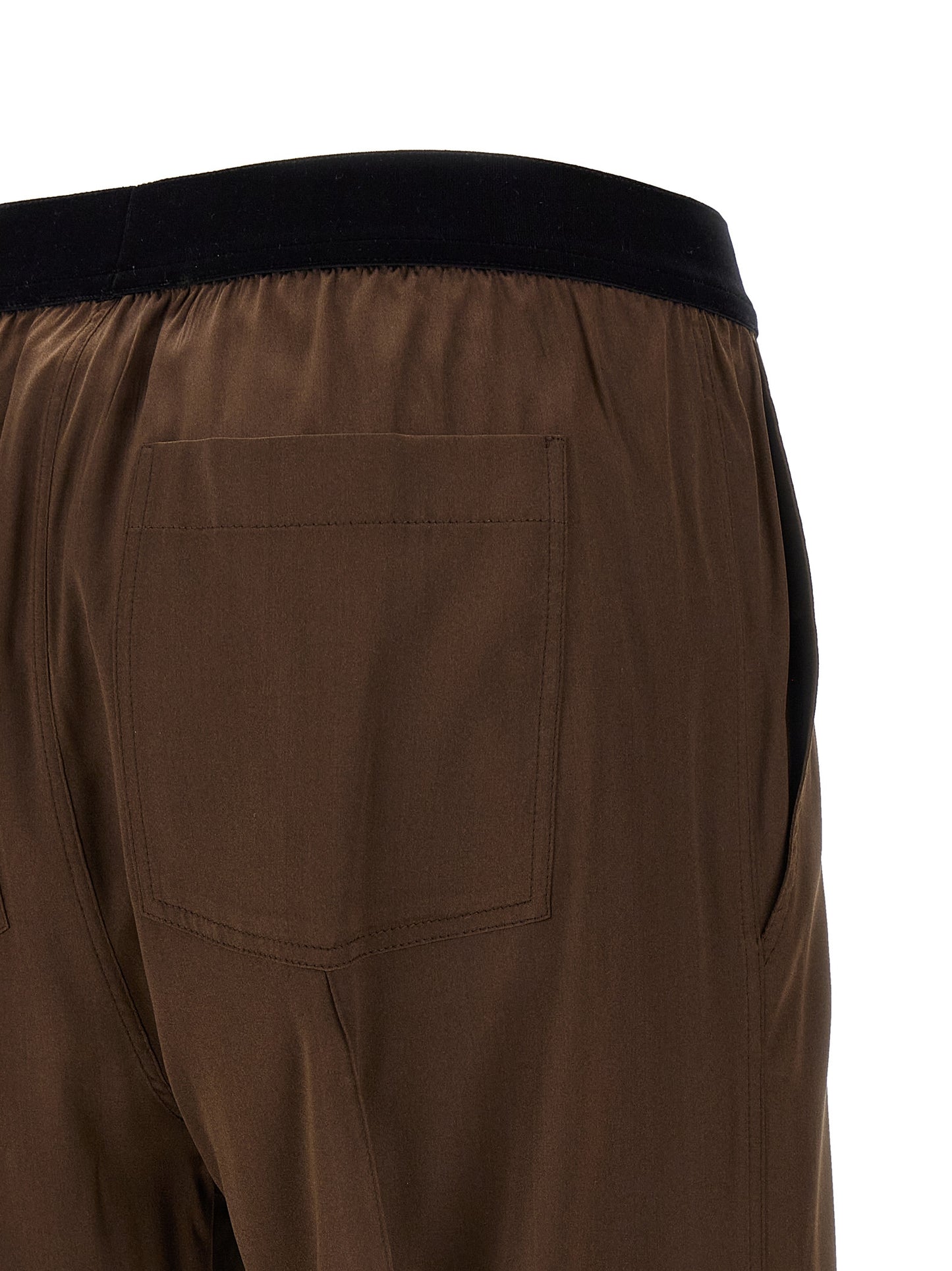 Tom Ford Women's Straight Leg Satin Silk Velvet Casual Pants - Brown