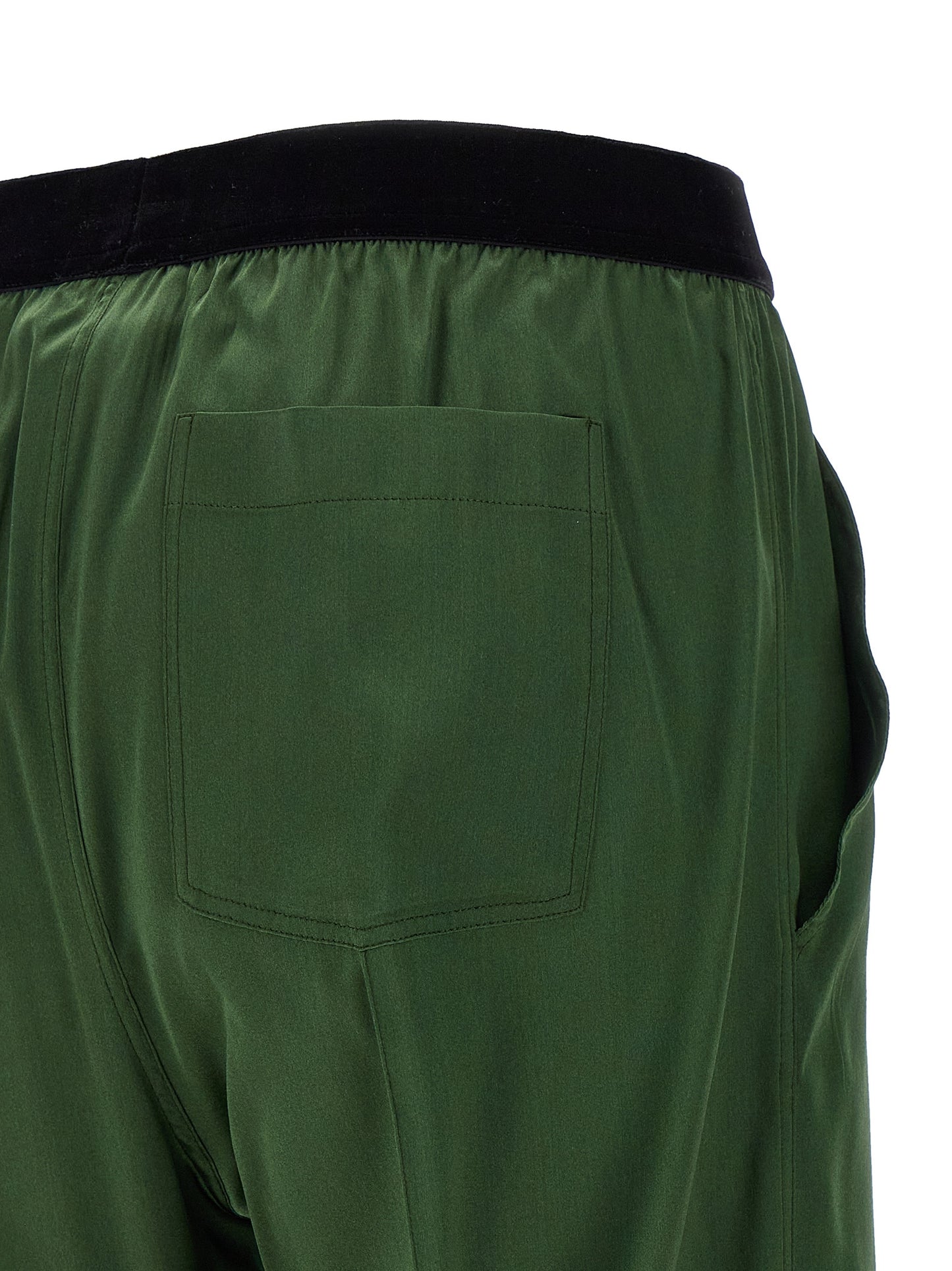 Tom Ford Women's Straight Leg Satin Silk Velvet Casual Pants - Bicolour Green