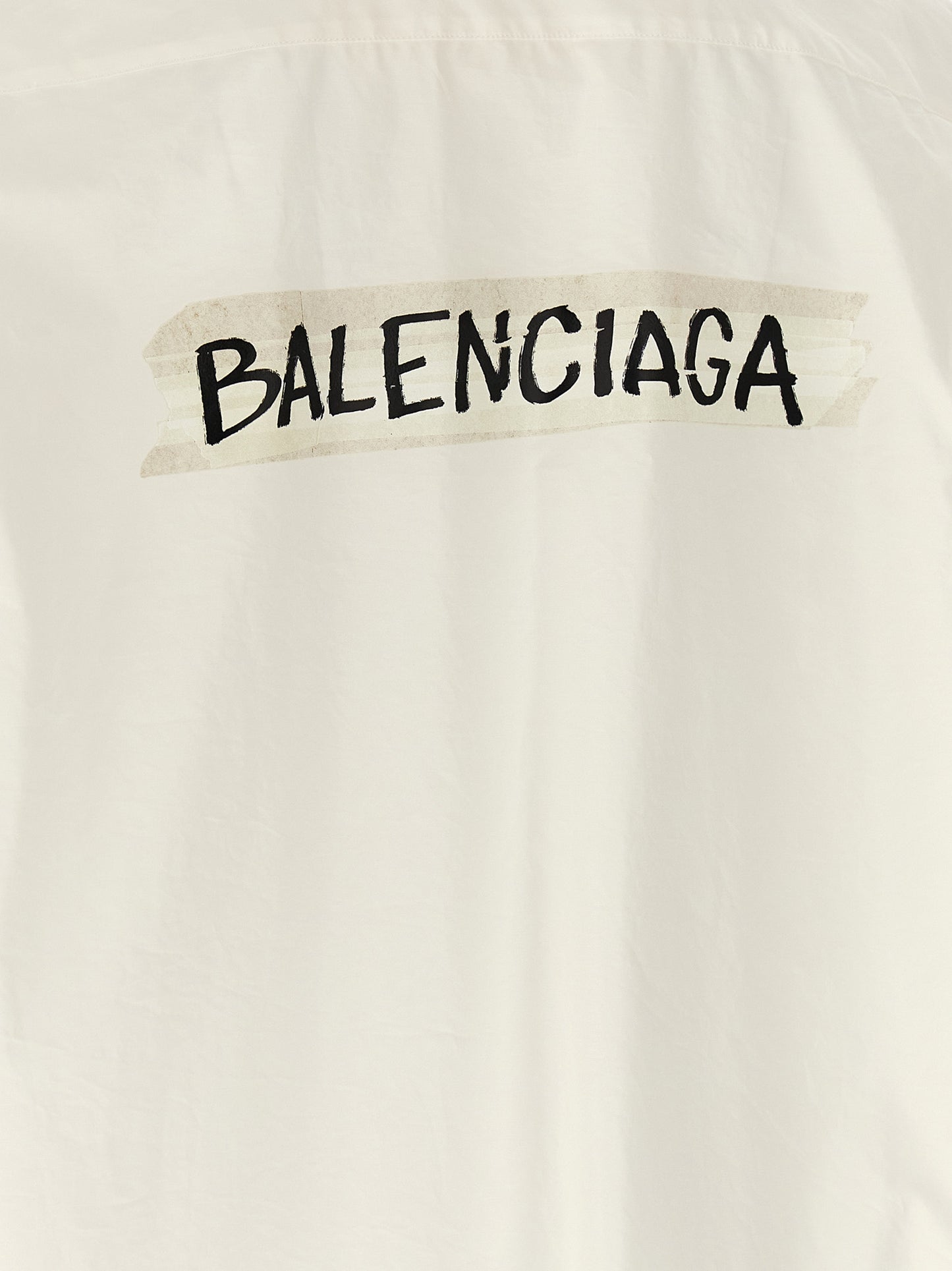 Balenciaga Men's Cotton Blouse - White Print