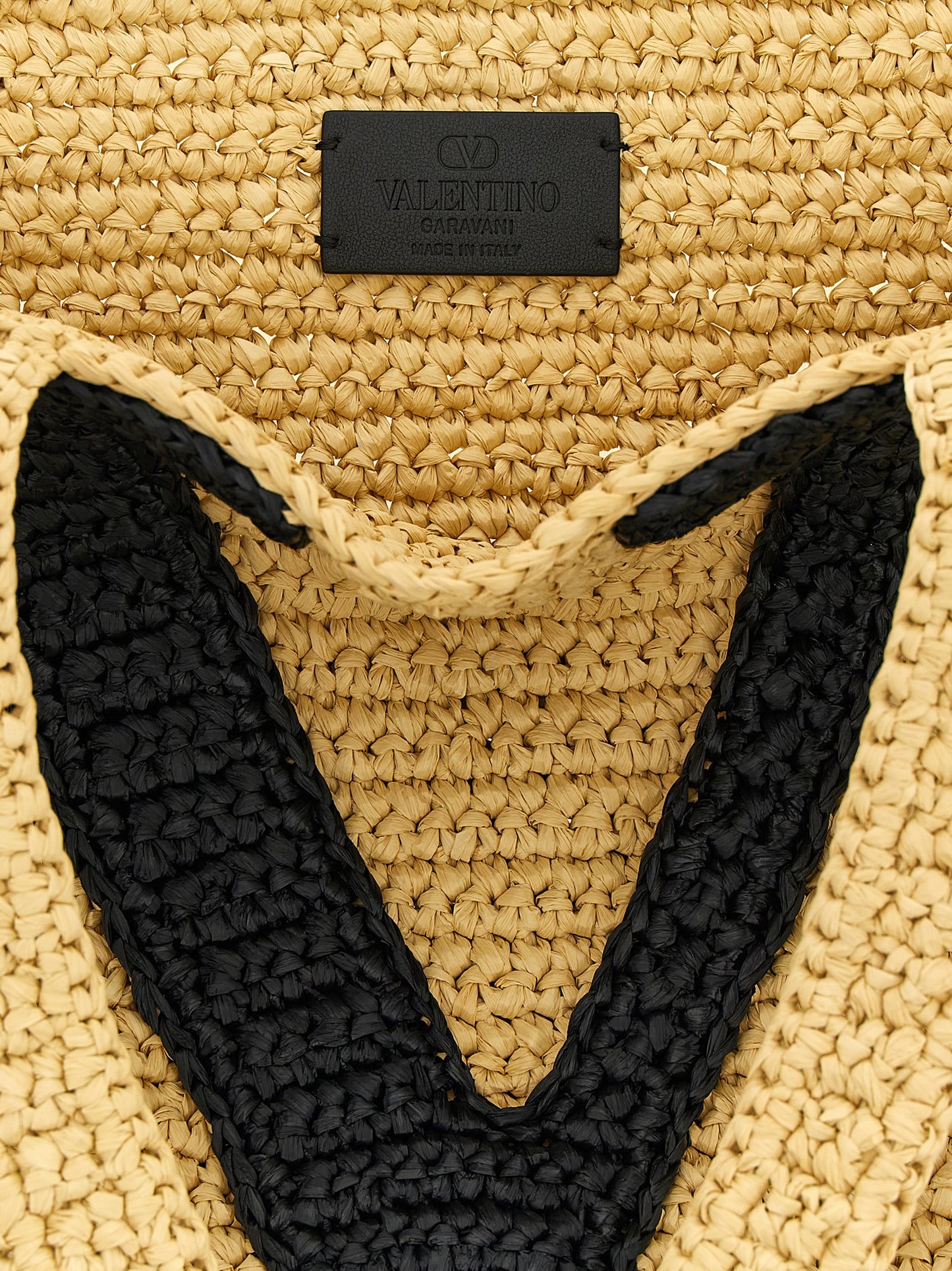 Valentino Garavani Crochet Viva Superstar V Logo Polyester Polyurethane Python Leather Large Shopper Tote Bag - Black Signature