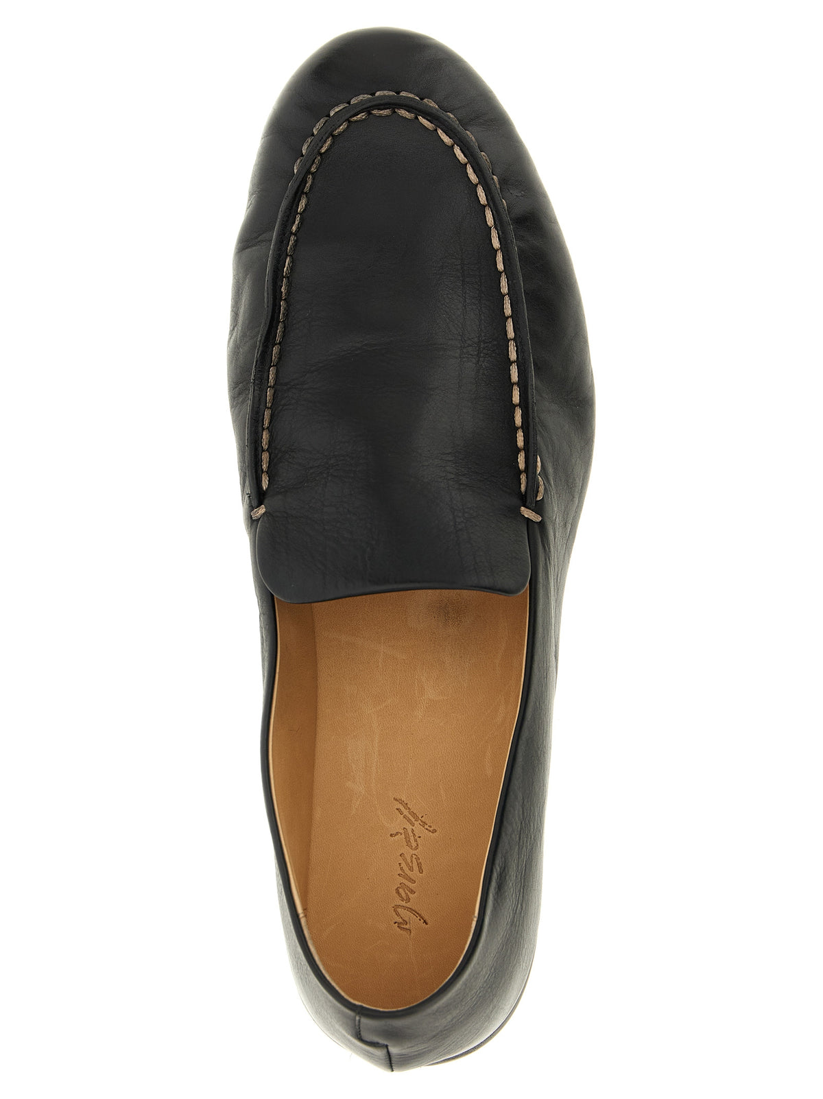 Marsell Men's Calfskin Leather Loafer Slip-On Shoes - Black