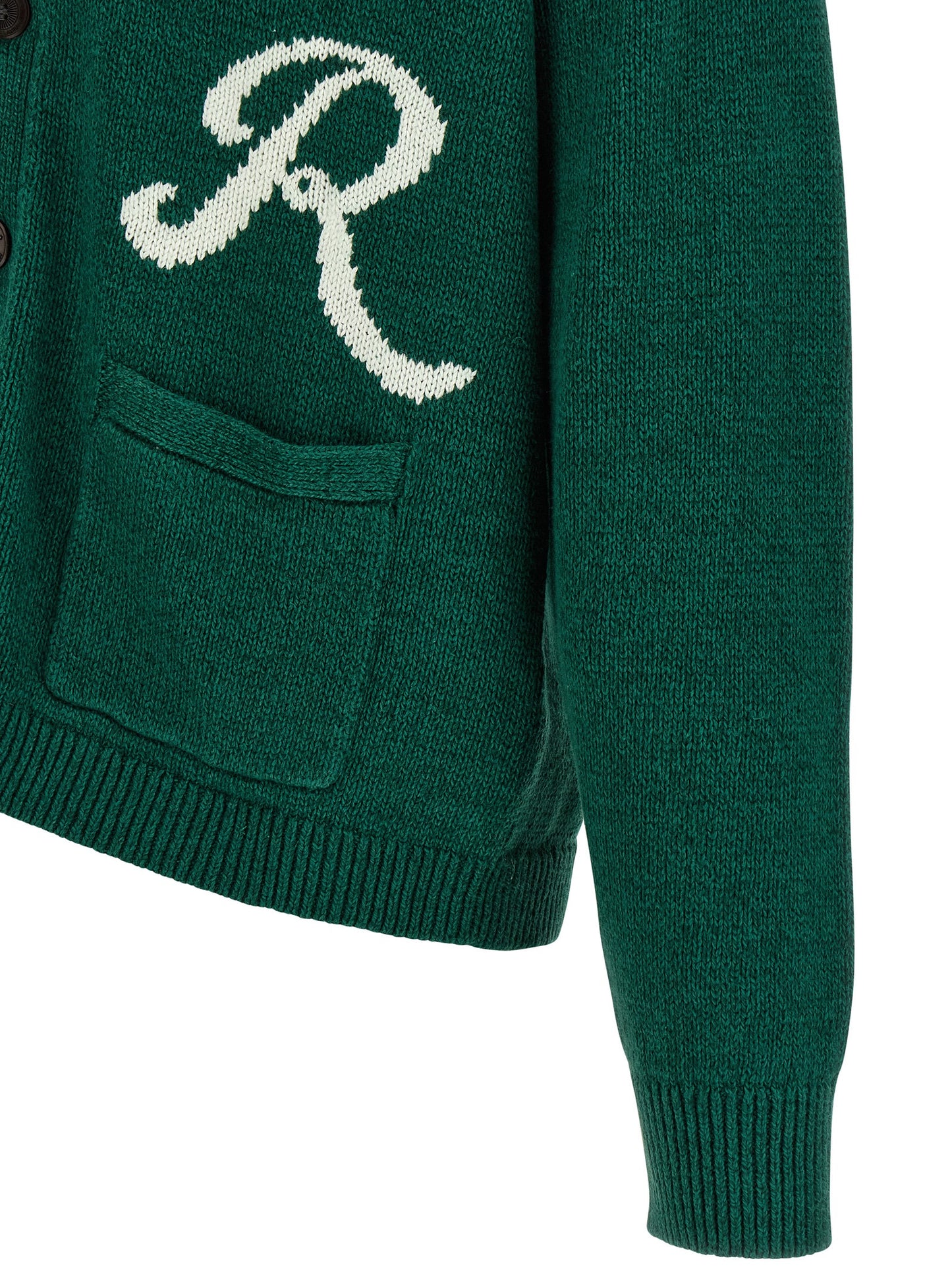 Polo Ralph Lauren Men's V Neck Linen & Cotton Cardigan - Bicolour Green