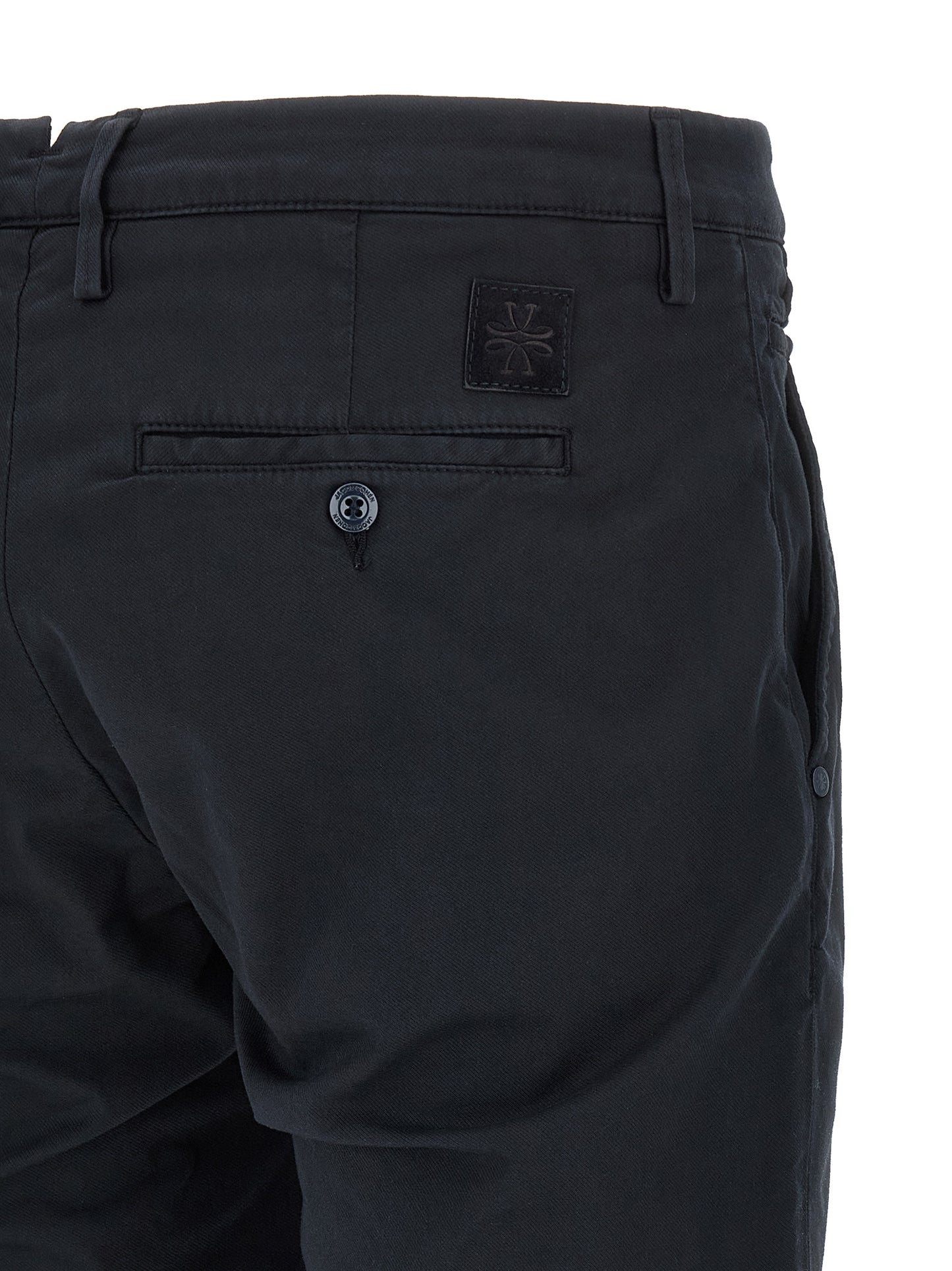 Chinos Pants by Jacob Cohen for men in stretch cotton & lyocell blue & signature features an sharp straight-leg and long with a low rise, highlighting a sharp silhouette for a sophisticated look.