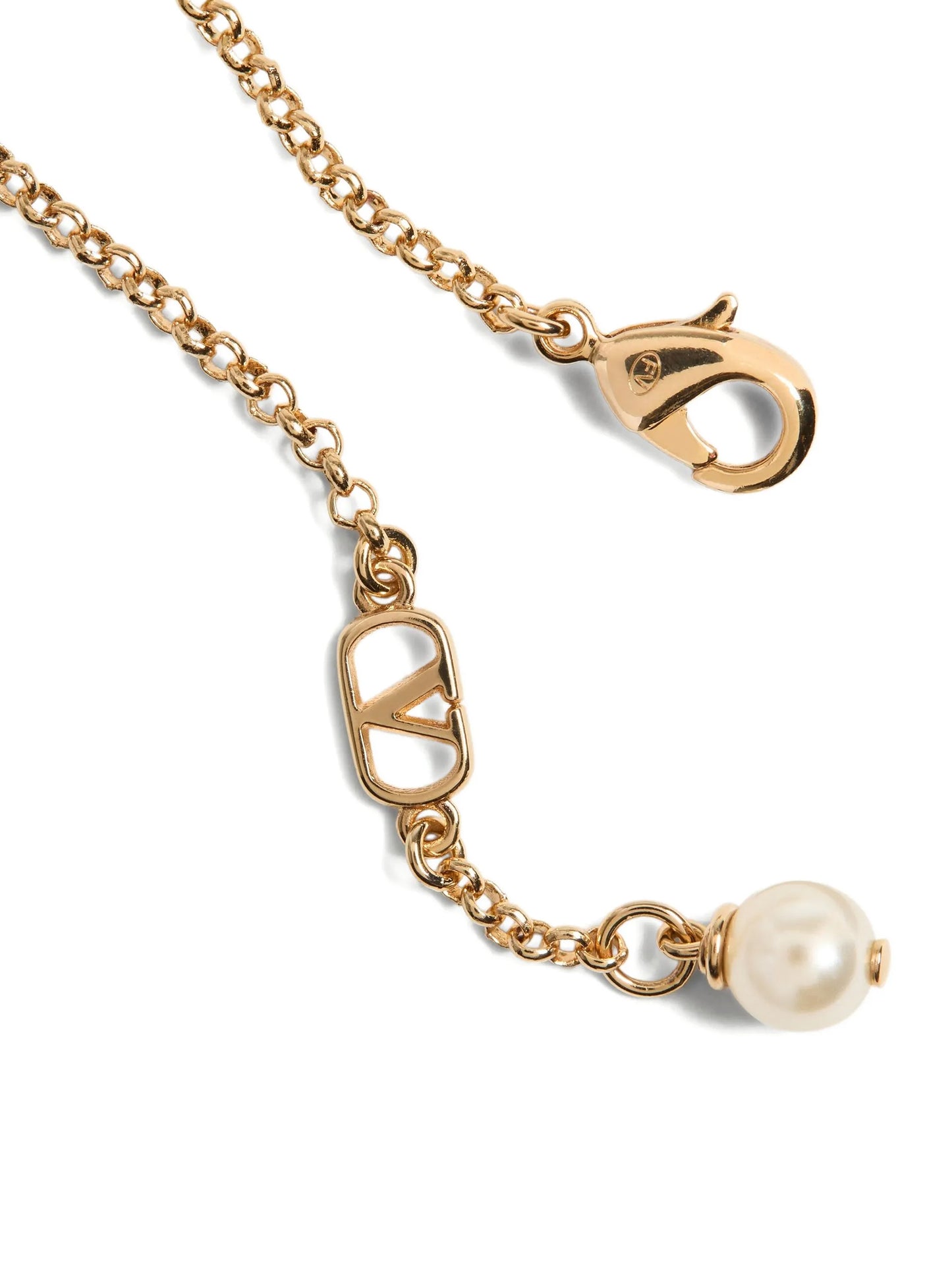 Bracelet by Valentino Garavani for women in cotton gold & signature features an svelte silhouette, showcasing the svelte of the V Logo Women's Stainless Steel & Pearls Bracelet for a sophisticated, svelte look.