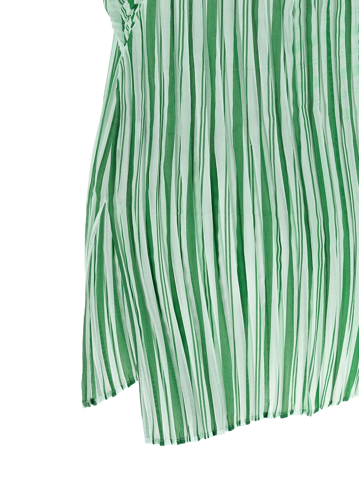 Shirt by Issey Miyake for women in polyester bicolour, green, transparent, patterned & striped showcases a sleek silhouette, elegantly detailed with a sleek and for a sleek finish.
