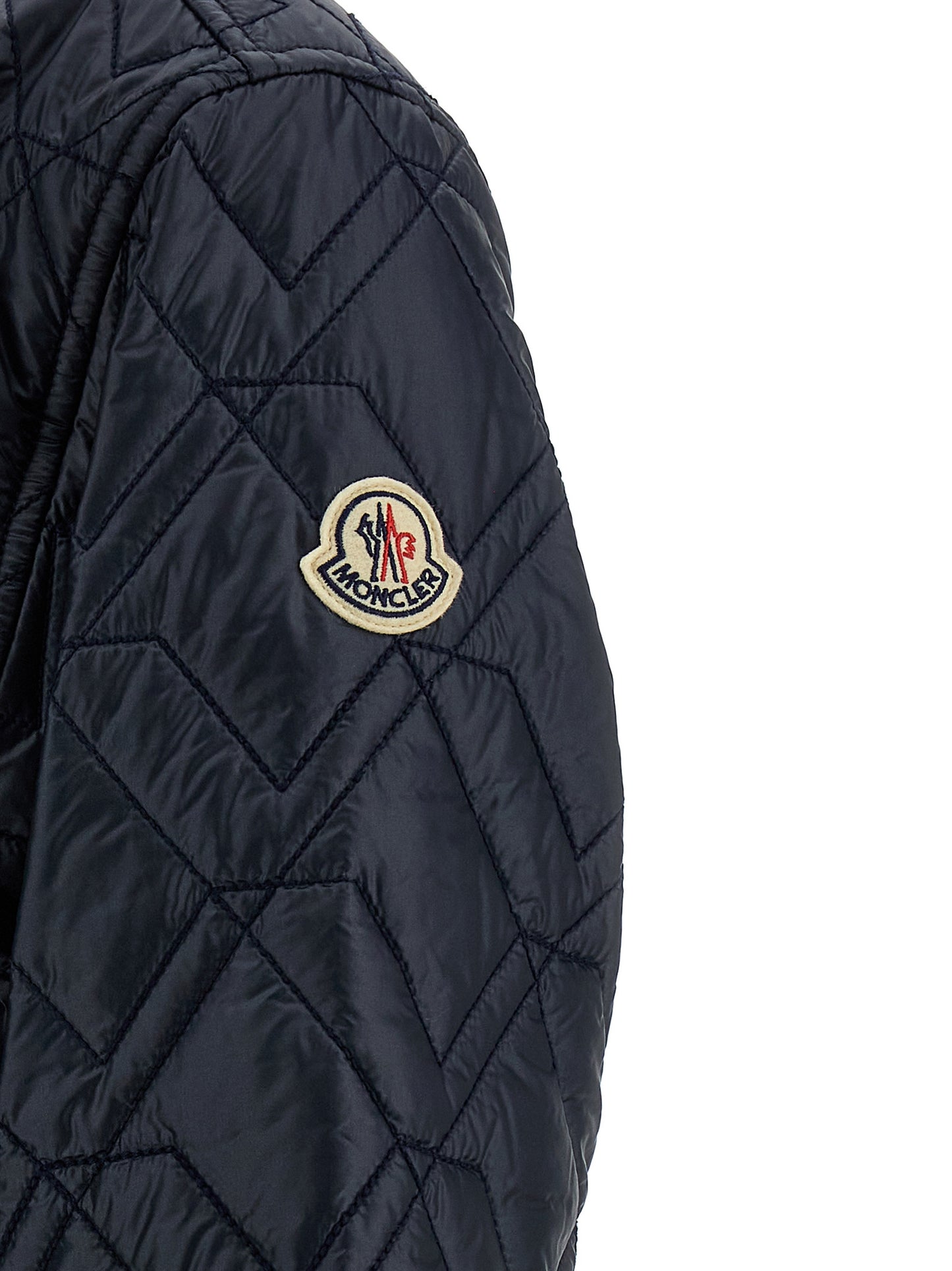 Windbreaker Jacket by Moncler for women in polyamide felt blue presents a resilient silhouette, artfully detailed with a sophisticated and functional pockets, insulated & windproof for a resilient finish.