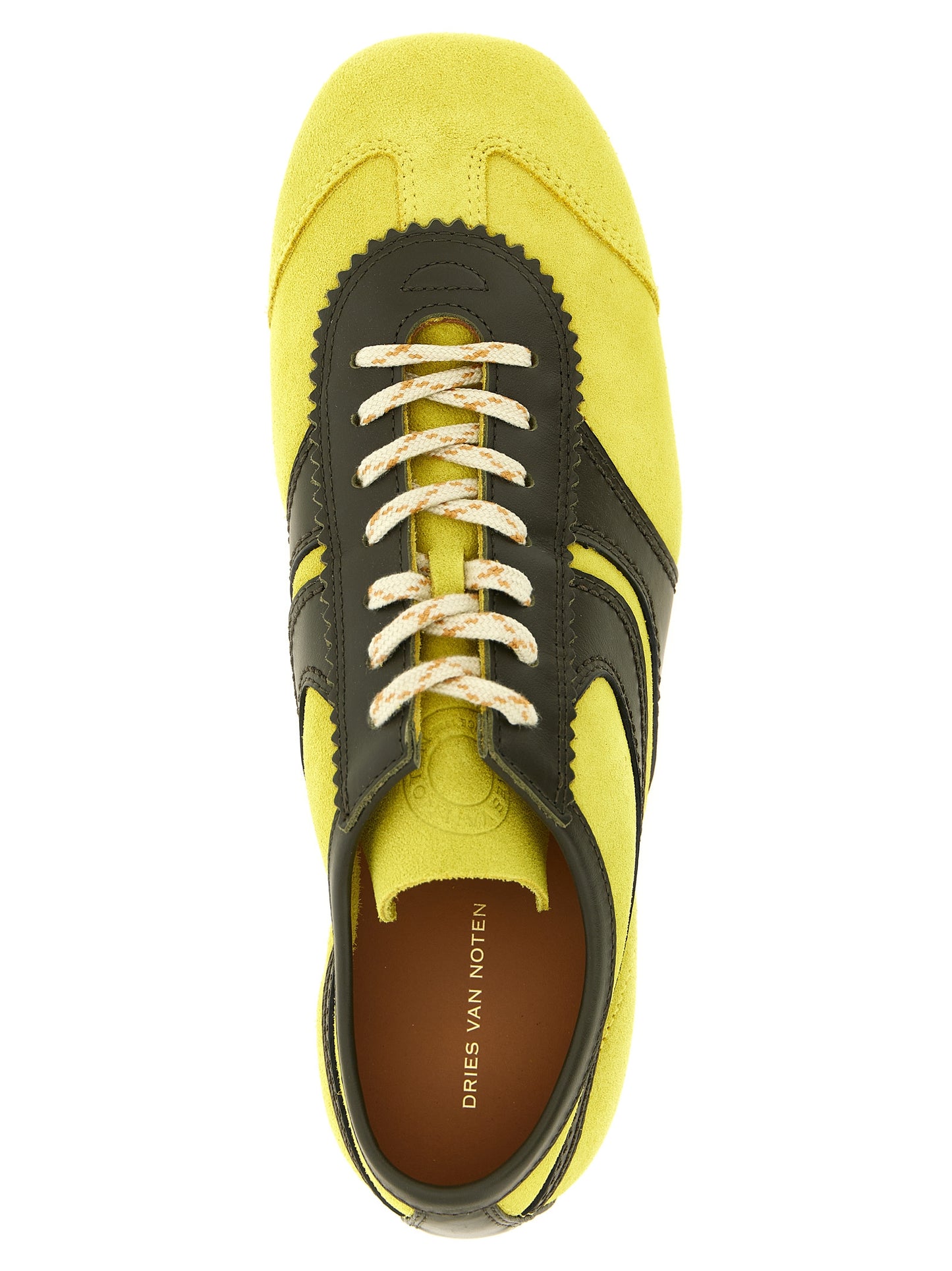 Dries Van Noten Women's Fashion Suede Calfskin Leather Sneakers - Bicolour Yellow