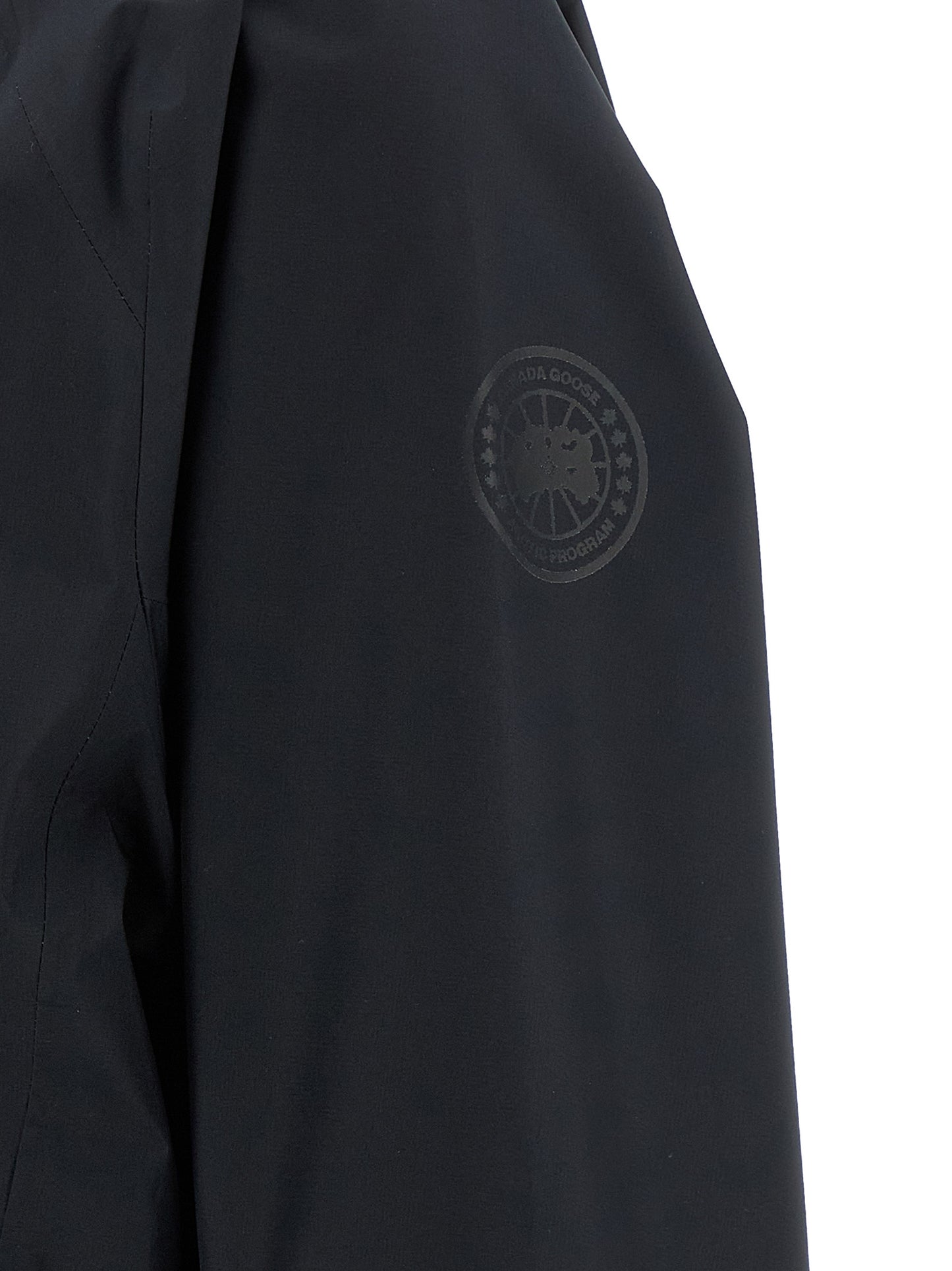 Canada Goose Women's Windproof Polyester Hooded Windbreaker Jacket - Black Print