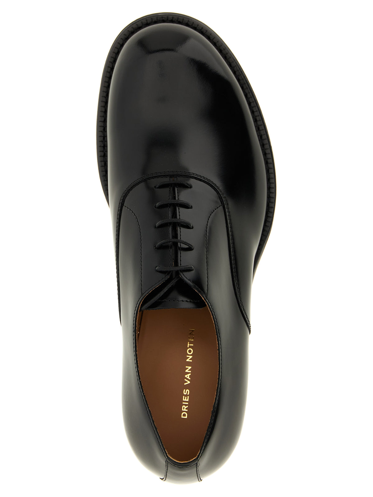 Dries Van Noten Men's Calfskin Leather Derby Lace-Up Shoes - Black