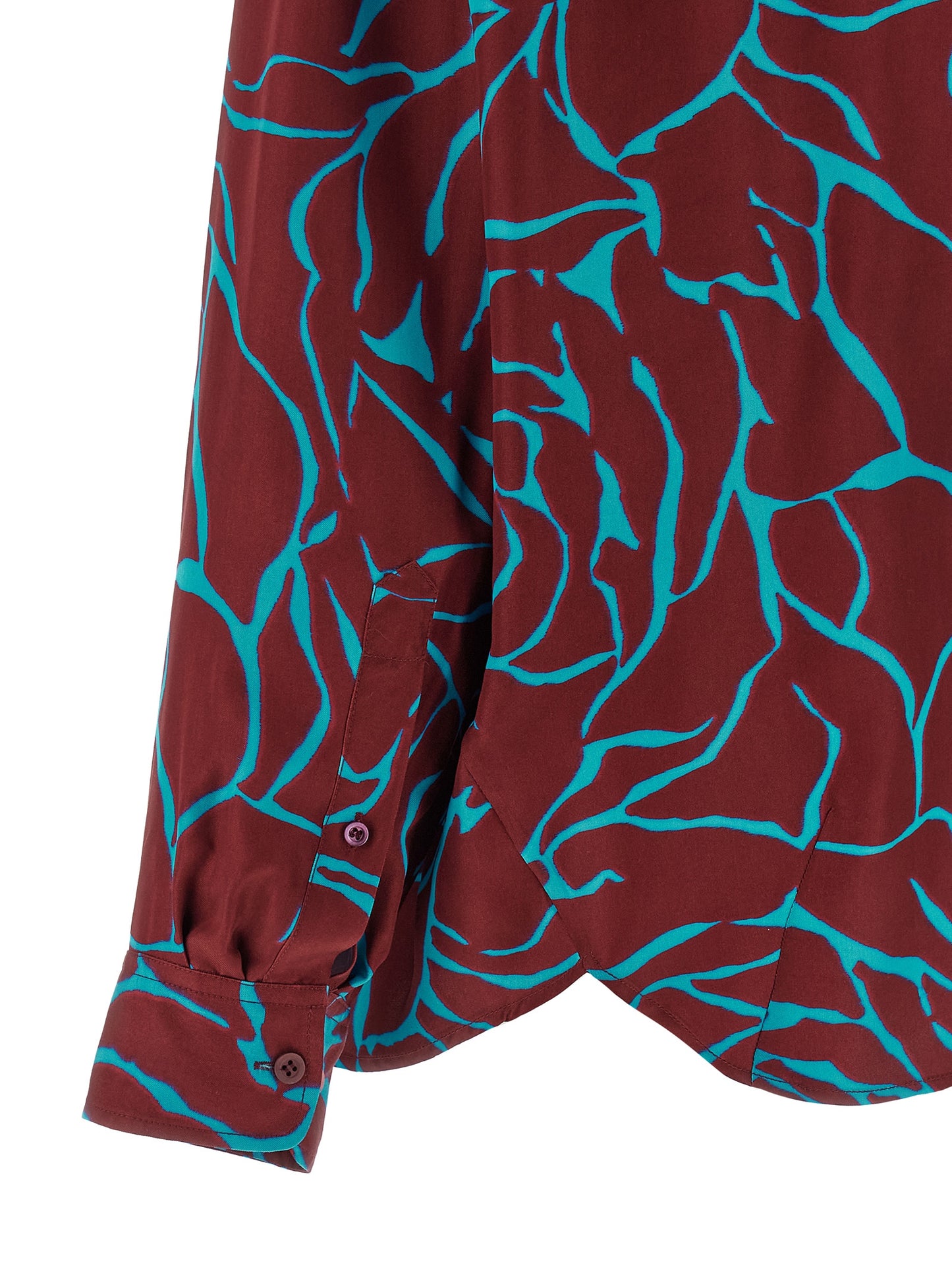 Dries Van Noten Women's Long-Sleeve Viscose Blouse - Bordeaux Floral Print