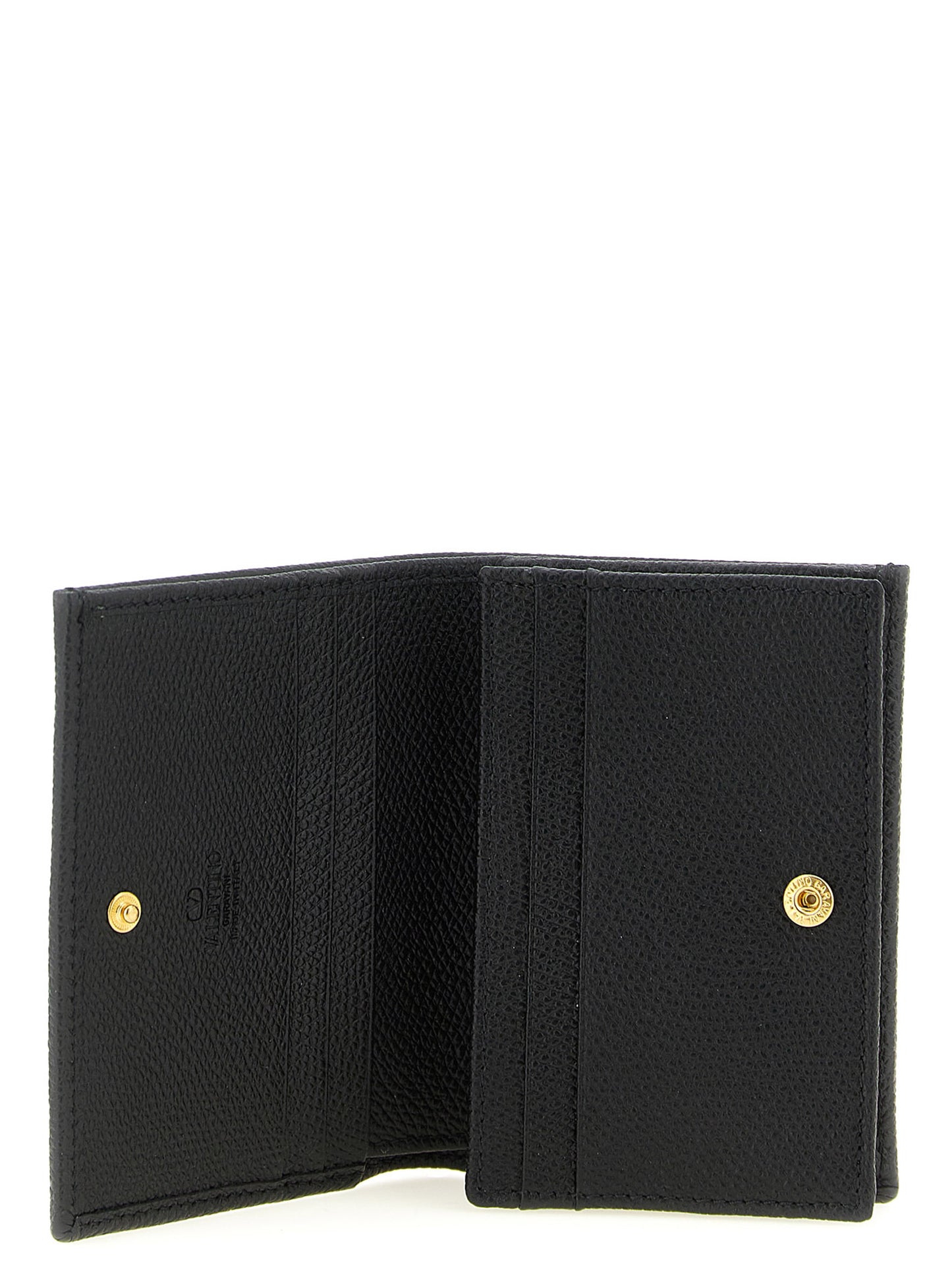 Valentino Garavani V Logo Bos Taurus Calfskin Leather Cardholder Card Case - Black Signature