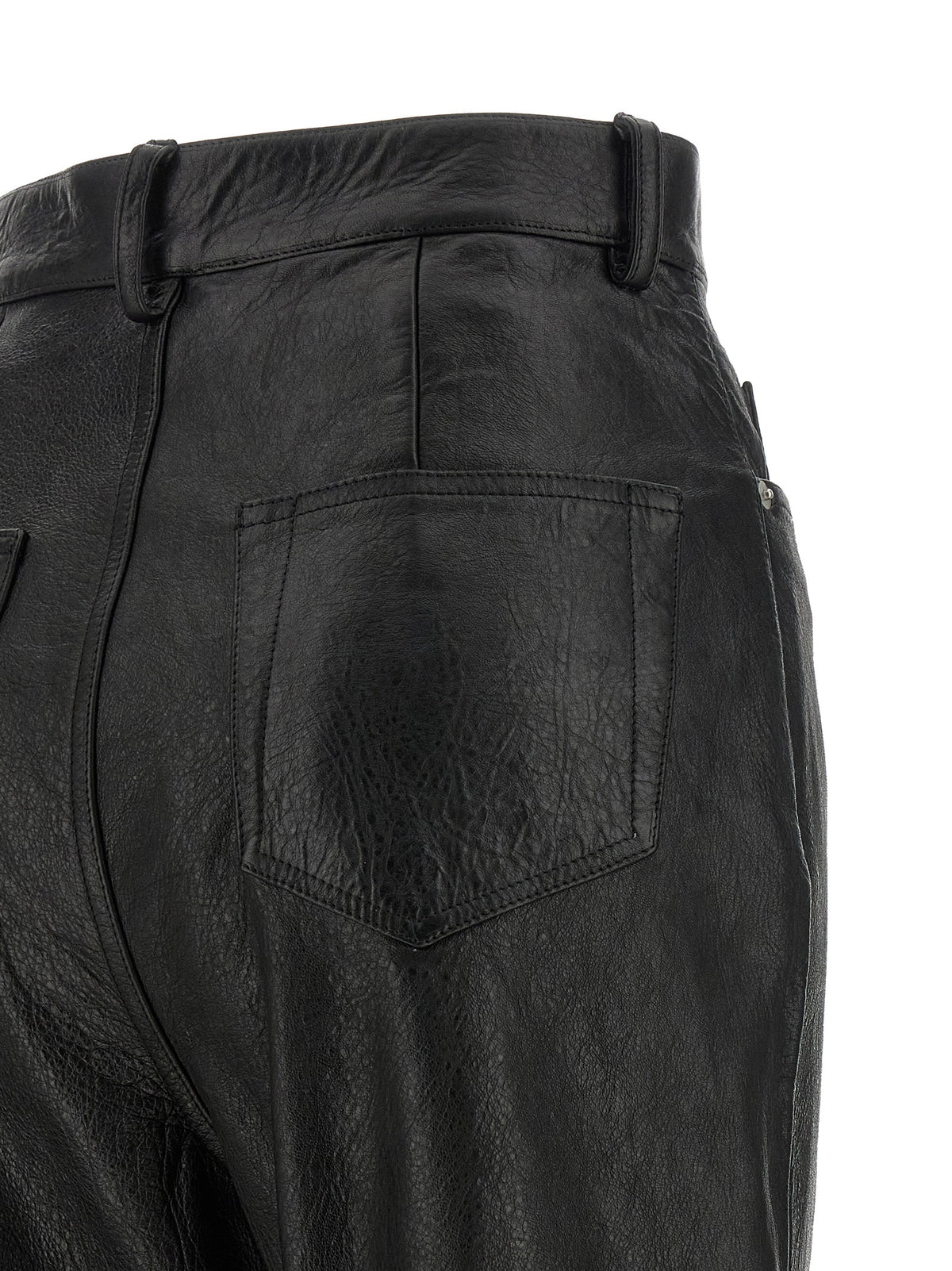 Rick Owens Women's Bootcut Slim High Rise Lamb Leather Trousers - Black