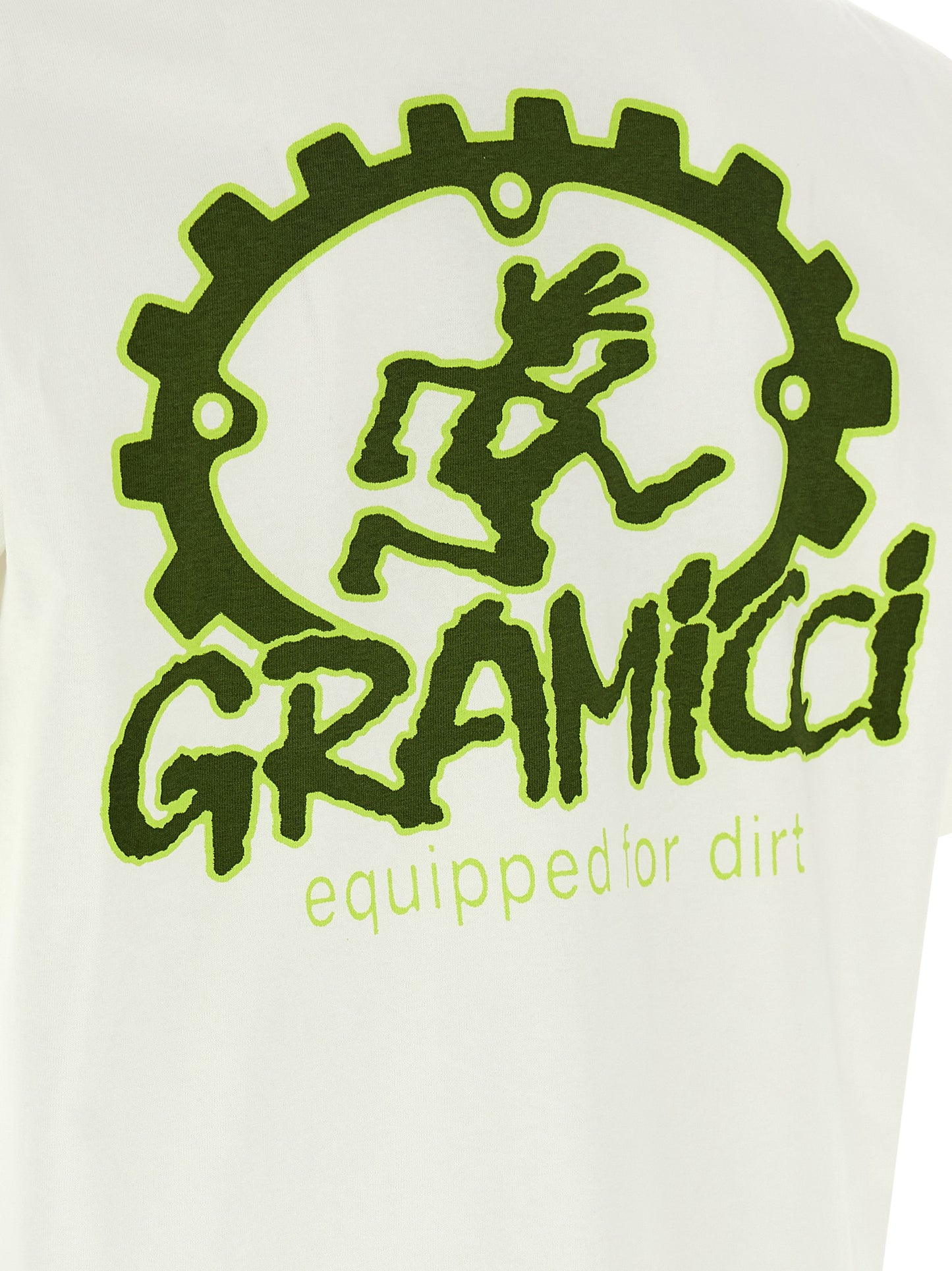 Gramicci Men's Relaxed Fit Short-Sleeve Crew Neck Cotton Activewear T-Shirt - White Print