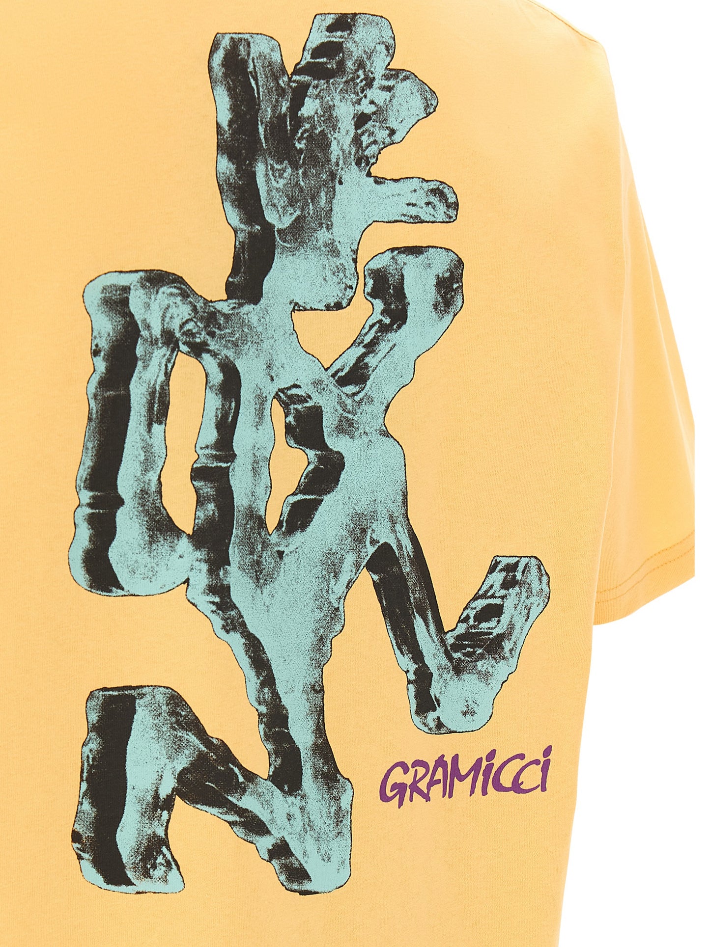 Gramicci Men's Short-Sleeve Crew Neck Cotton T-Shirt - Orange Print